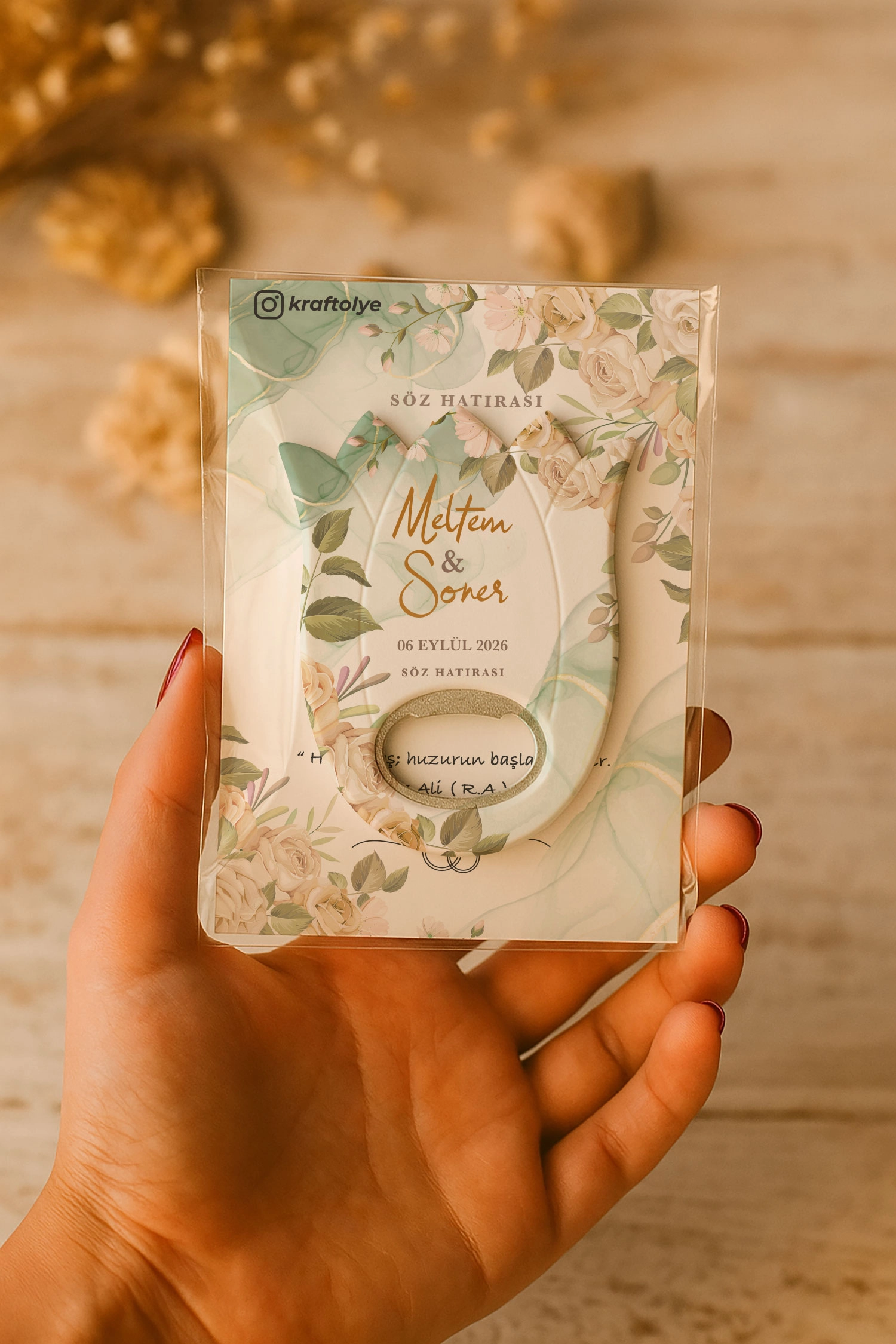 Nişan Nikah Düğün Hatırası Kartlı Açacak Magnet