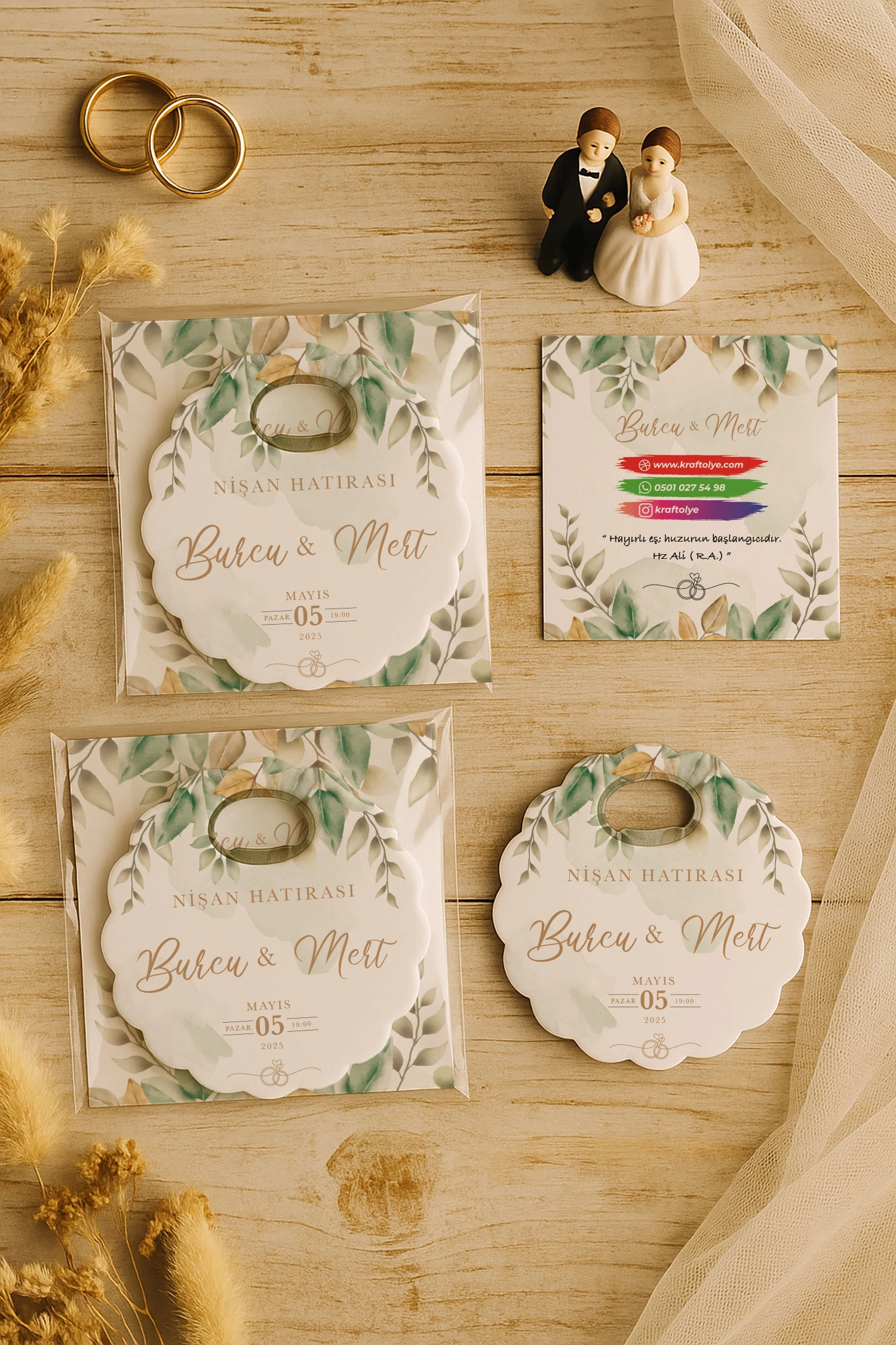 Söz Nişan Kına Nikah Düğün Hatırası Kartlı Papatya Açacak Magnet