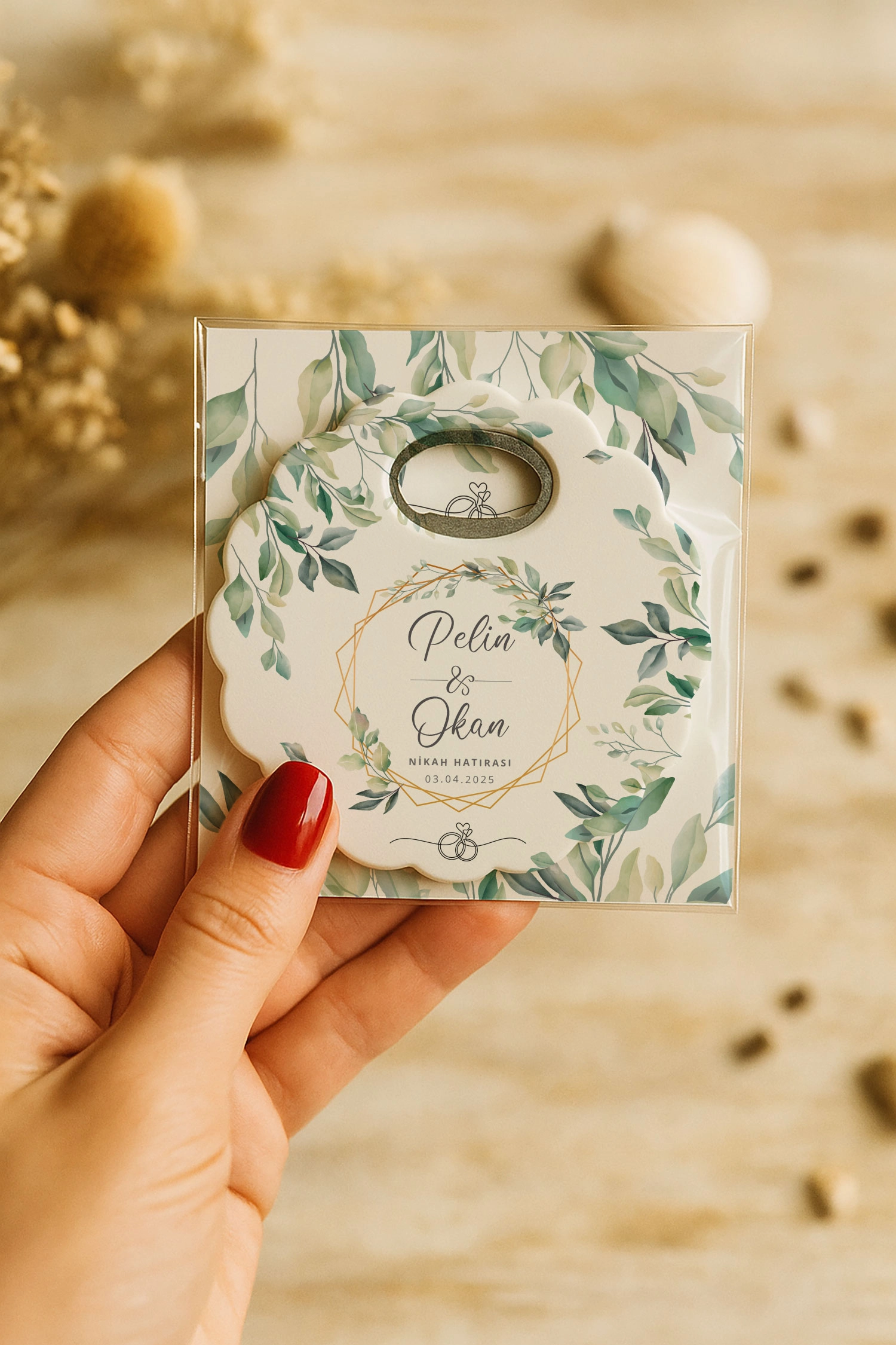 Söz Nişan Kına Nikah Düğün Hatırası Kartlı Papatya Açacak Magnet