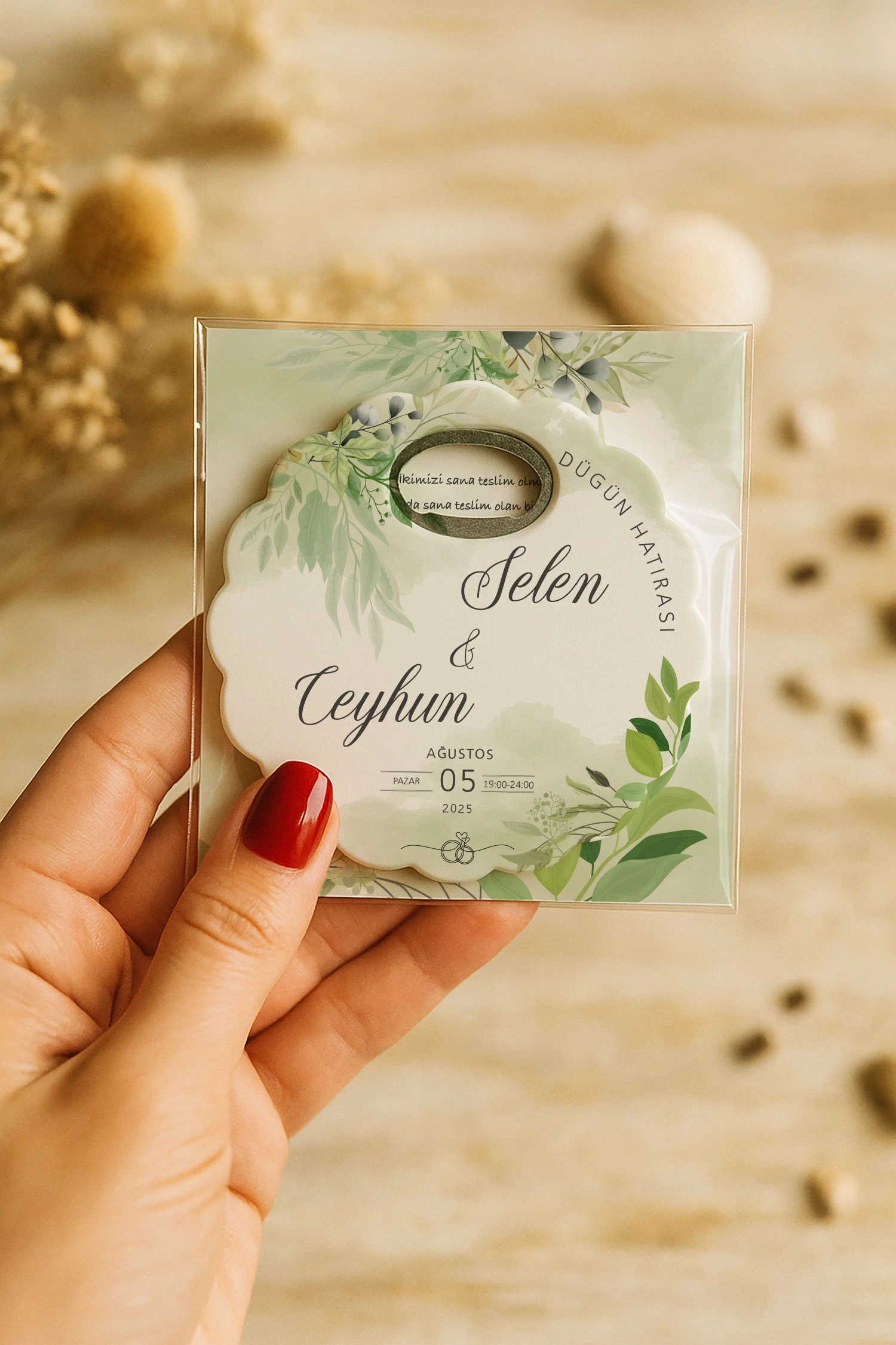 Söz Nişan Kına Nikah Düğün Hatırası Kartlı Papatya Açacak Magnet