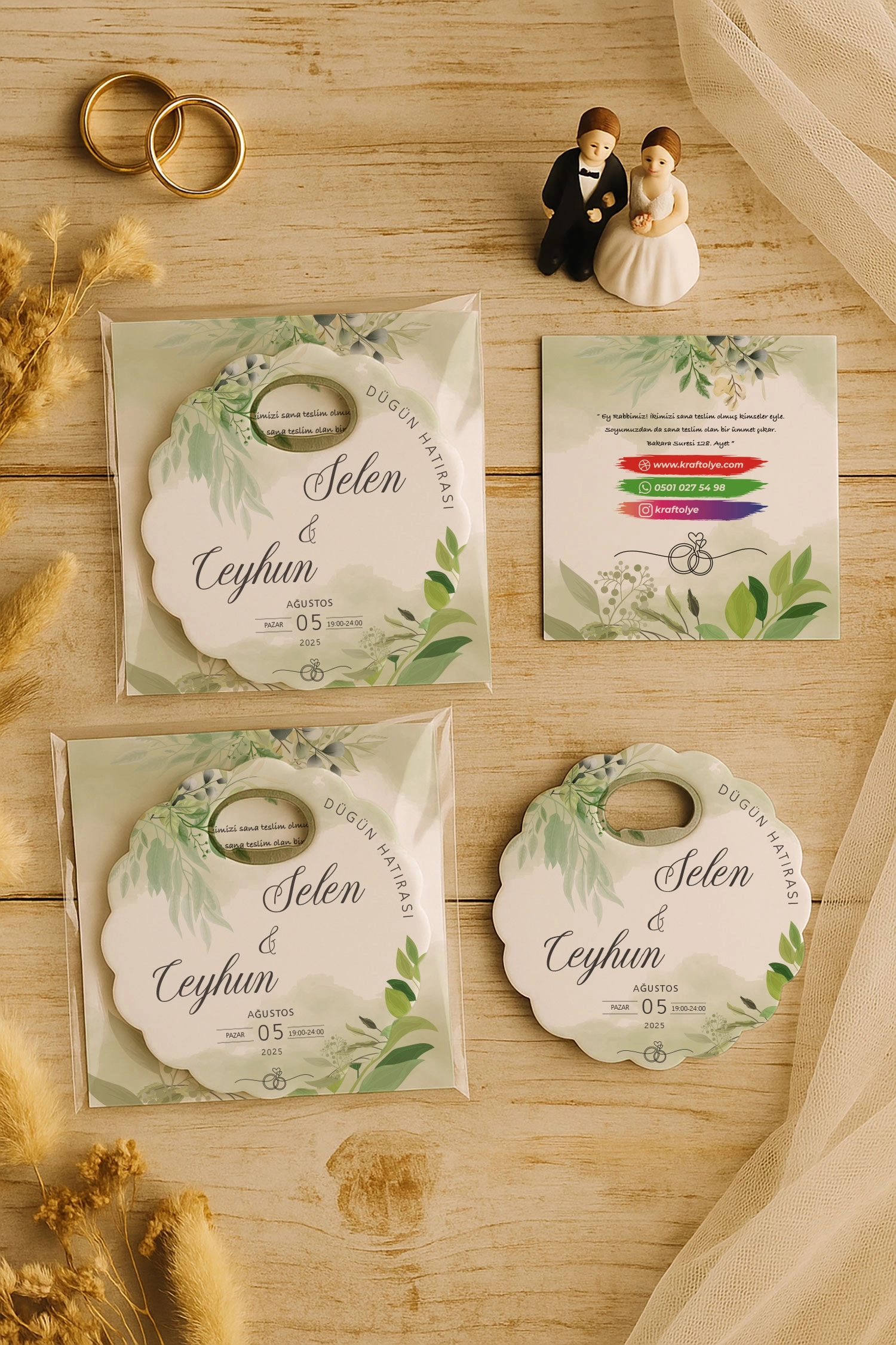 Söz Nişan Kına Nikah Düğün Hatırası Kartlı Papatya Açacak Magnet