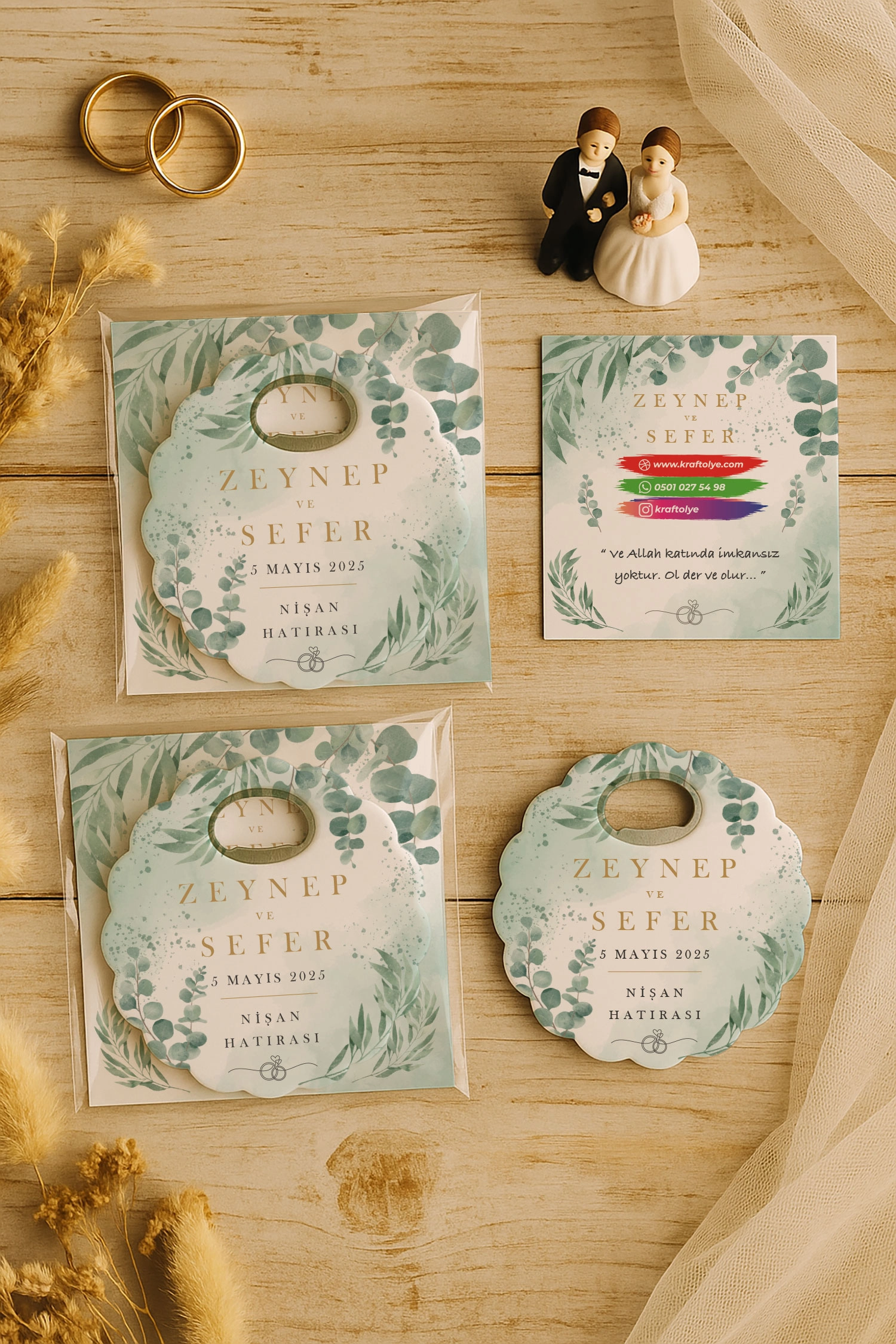 Söz Nişan Kına Nikah Düğün Hatırası Kartlı Papatya Açacak Magnet