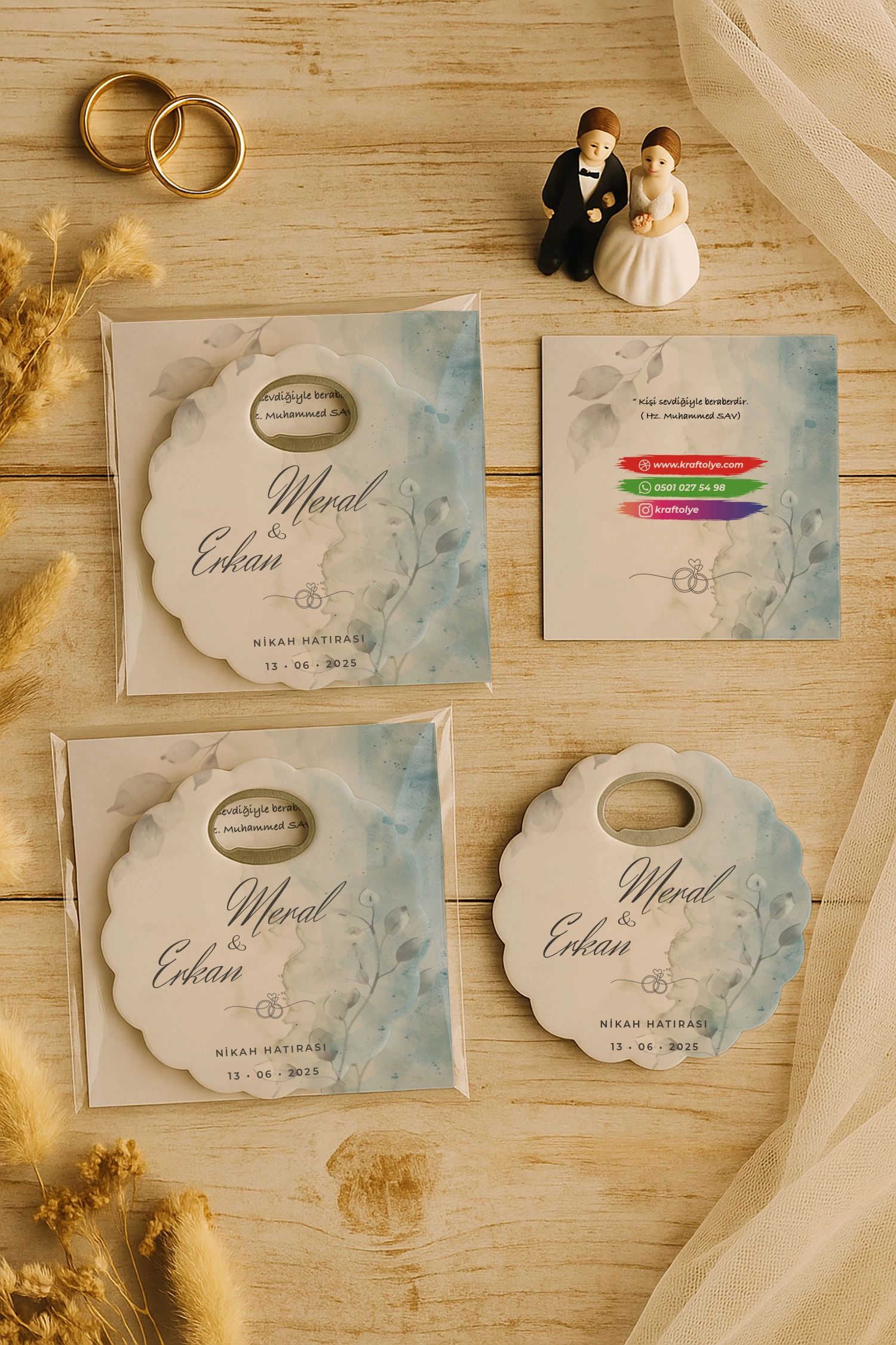 Söz Nişan Kına Nikah Düğün Hatırası Kartlı Papatya Açacak Magnet