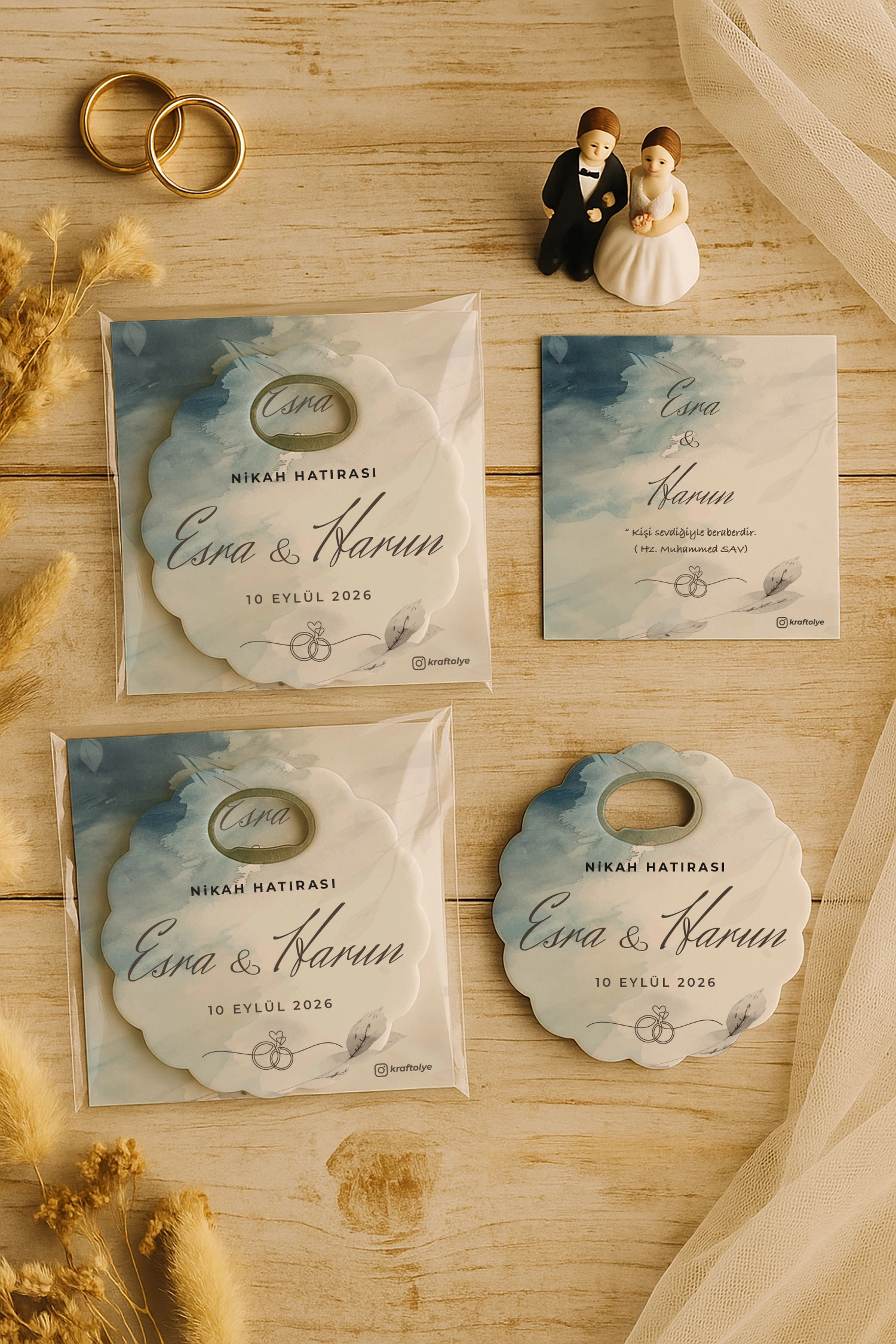 Söz Nişan Kına Nikah Düğün Hatırası Kartlı Papatya Açacak Magnet