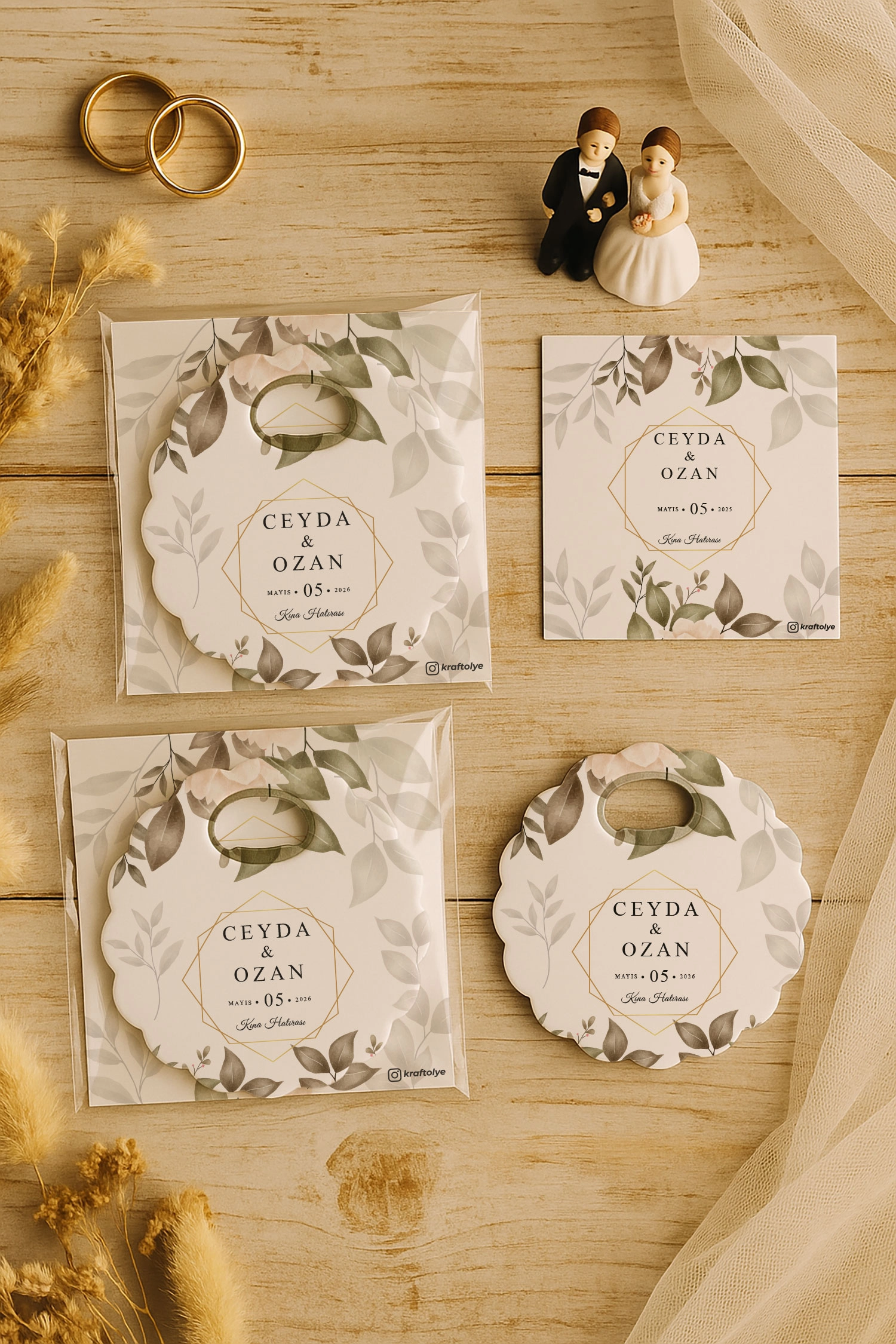 Söz Nişan Kına Nikah Düğün Hatırası Kartlı Papatya Açacak Magnet