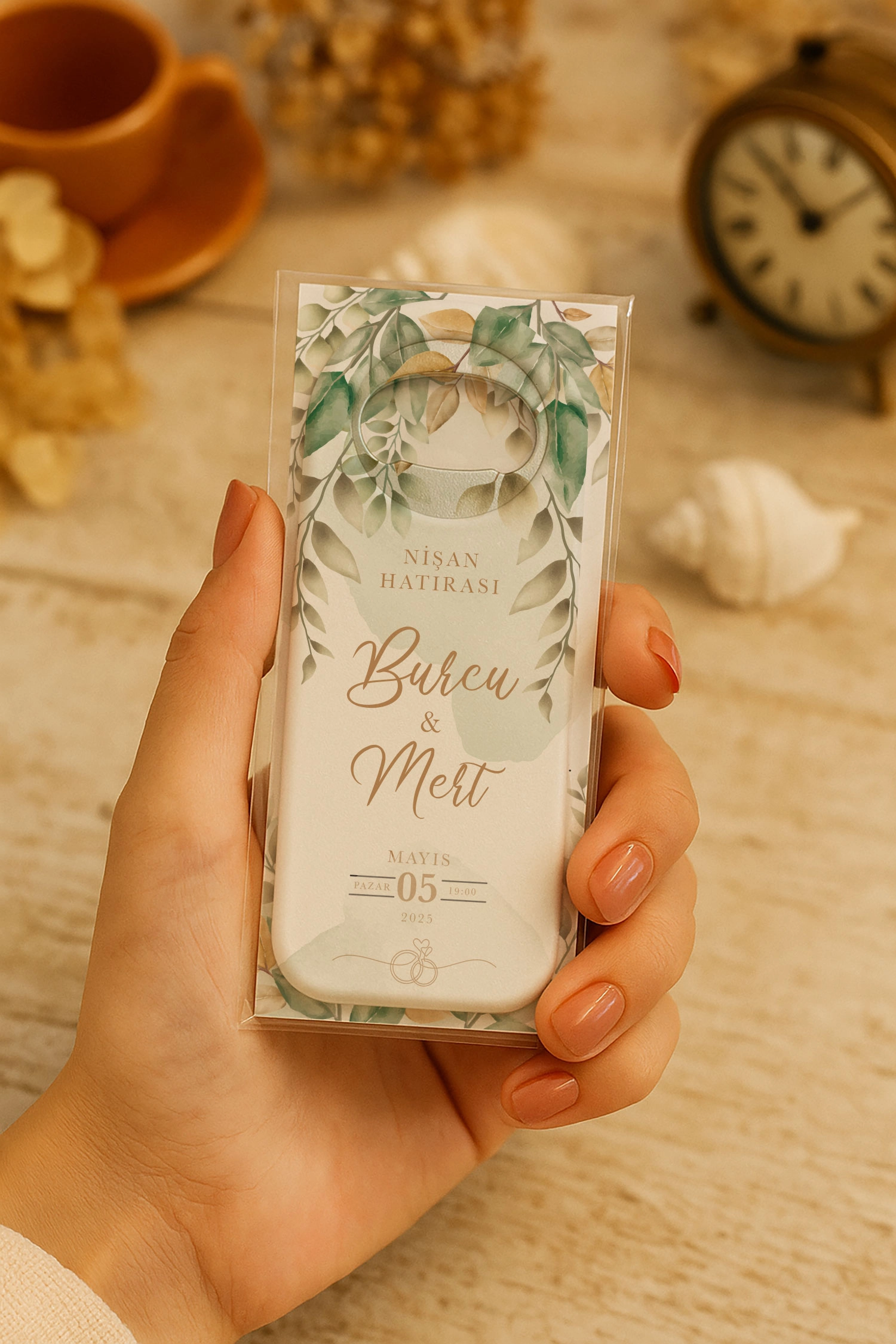 Söz Nişan Kına Nikah Düğün Hatırası Kartlı Uzun Açacak Magnet