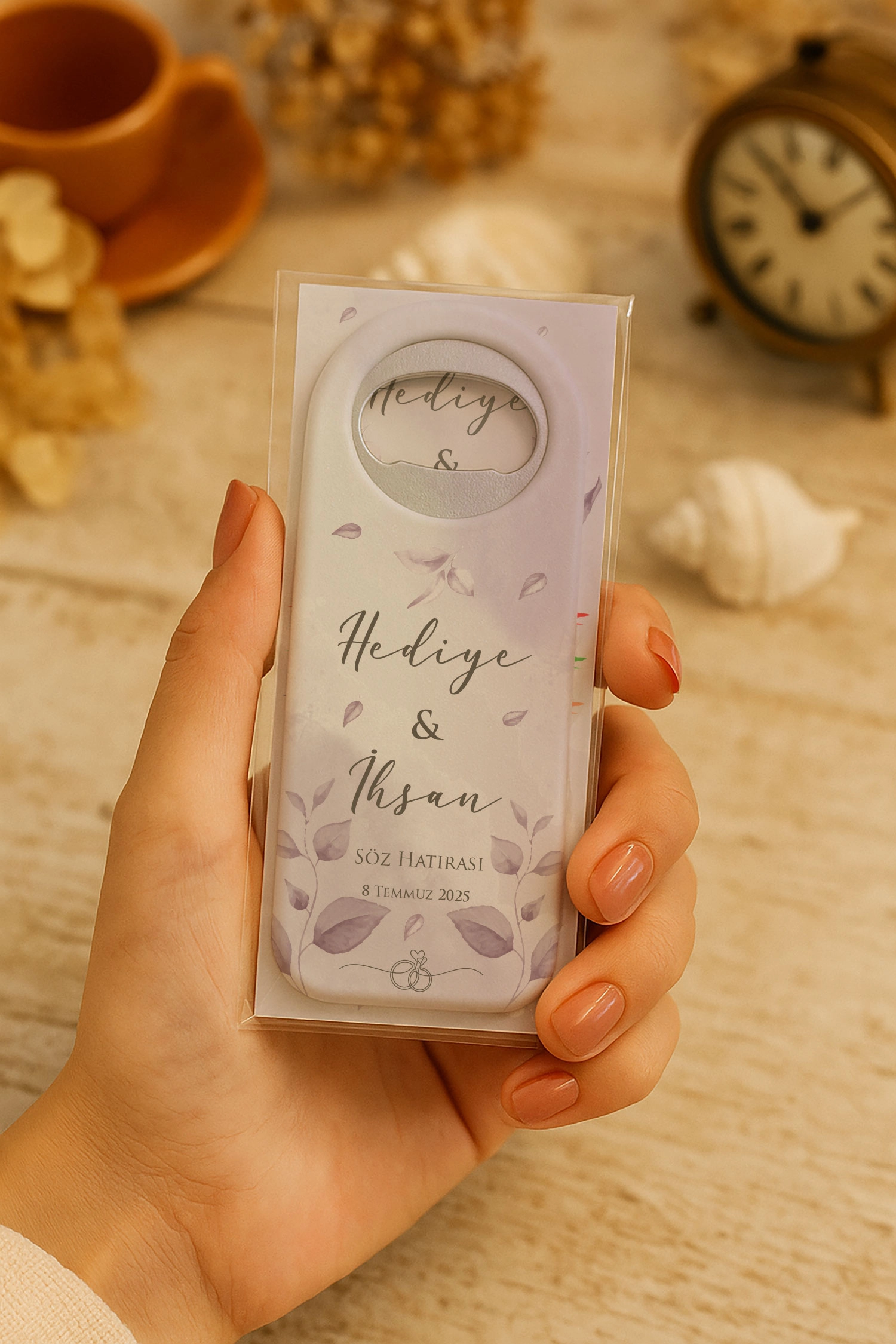 Söz Nişan Kına Nikah Düğün Hatırası Kartlı Uzun Açacak Magnet