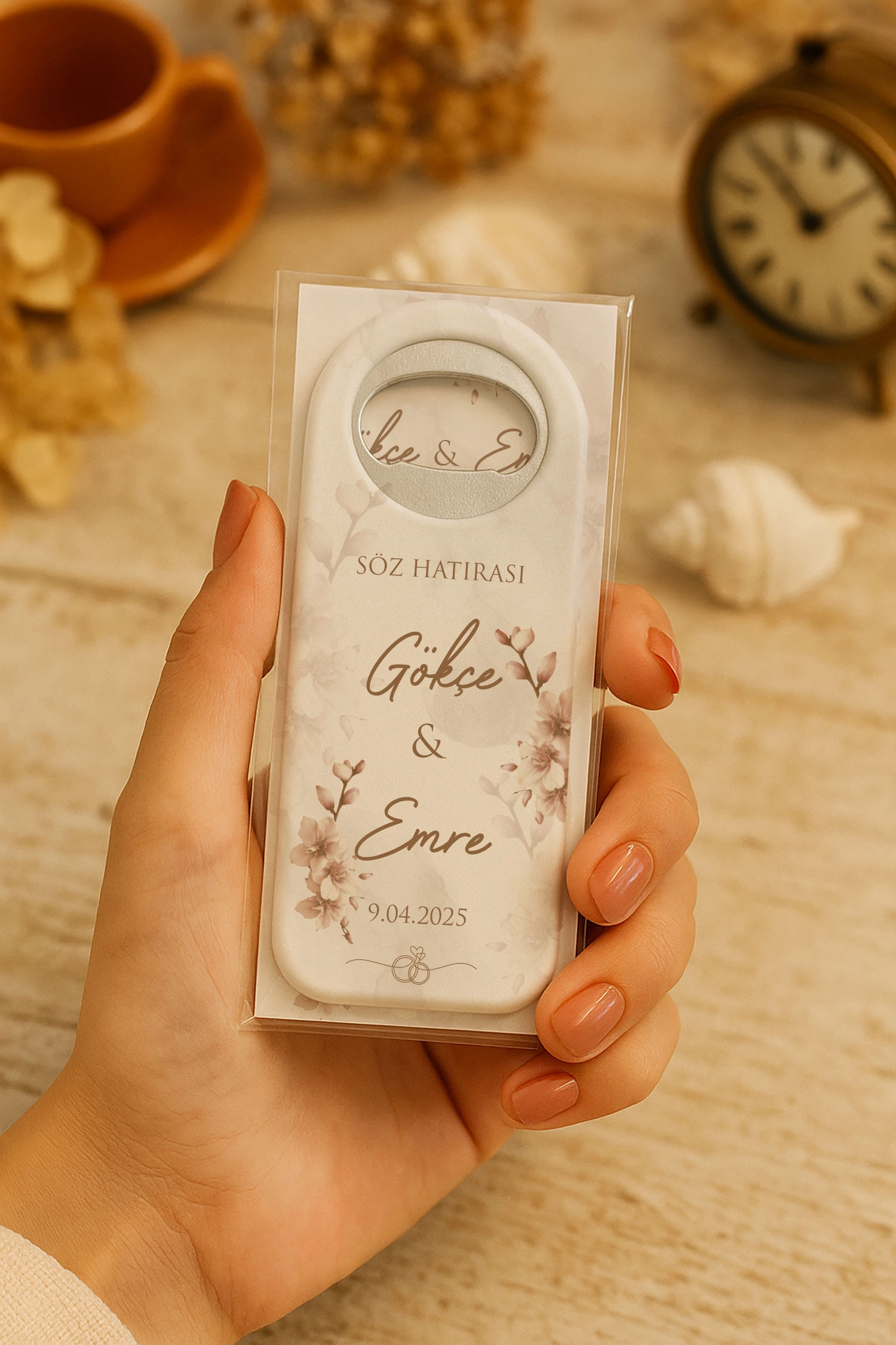 Söz Nişan Kına Nikah Düğün Hatırası Kartlı Uzun Açacak Magnet