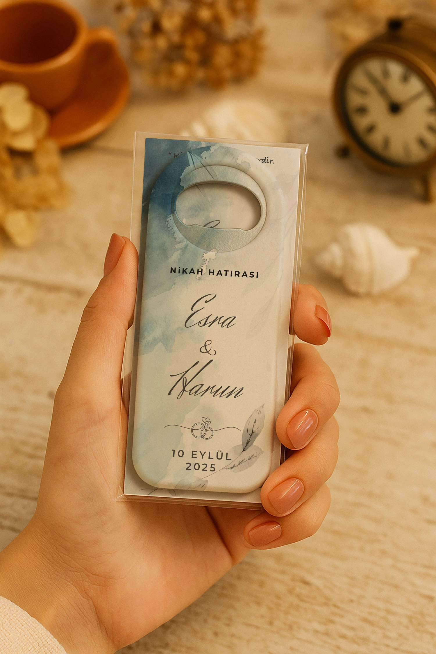 Söz Nişan Kına Nikah Düğün Hatırası Kartlı Uzun Açacak Magnet
