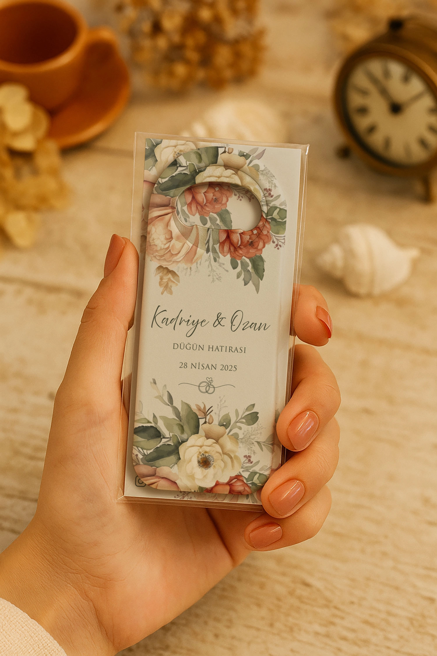 Söz Nişan Kına Nikah Düğün Hatırası Kartlı Uzun Açacak Magnet