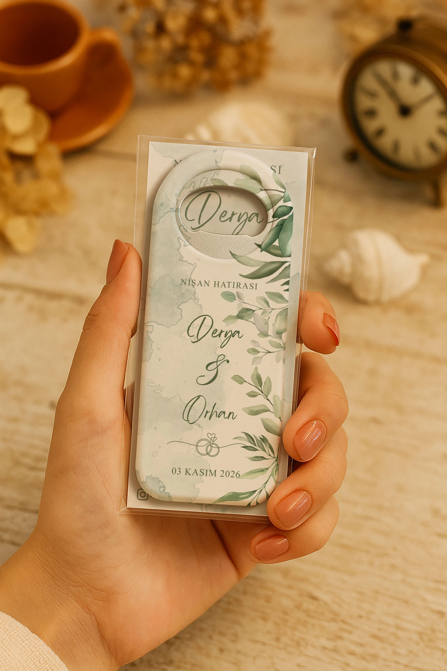 Söz Nişan Kına Nikah Düğün Hatırası Kartlı Uzun Açacak Magnet