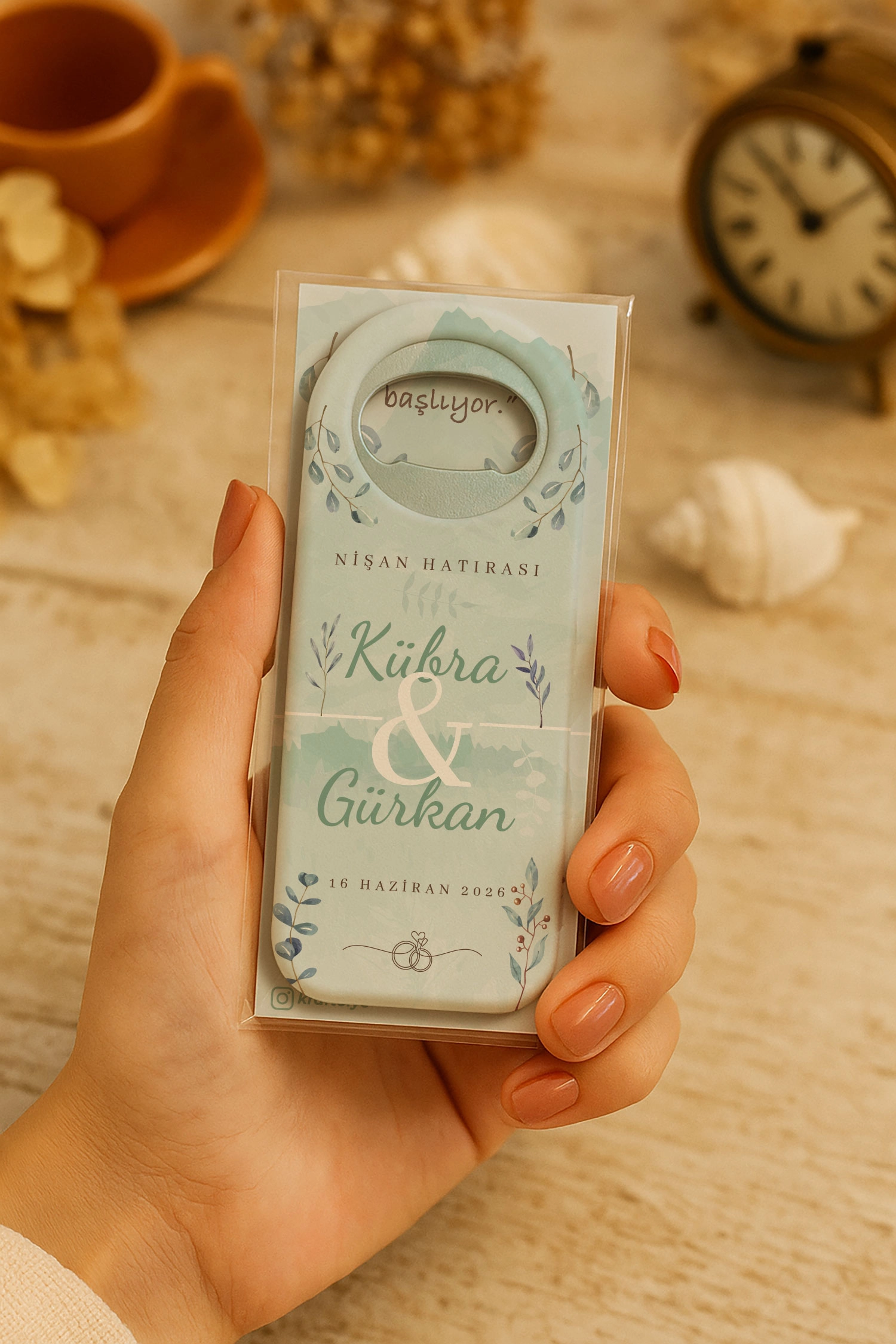 Söz Nişan Kına Nikah Düğün Hatırası Kartlı Uzun Açacak Magnet
