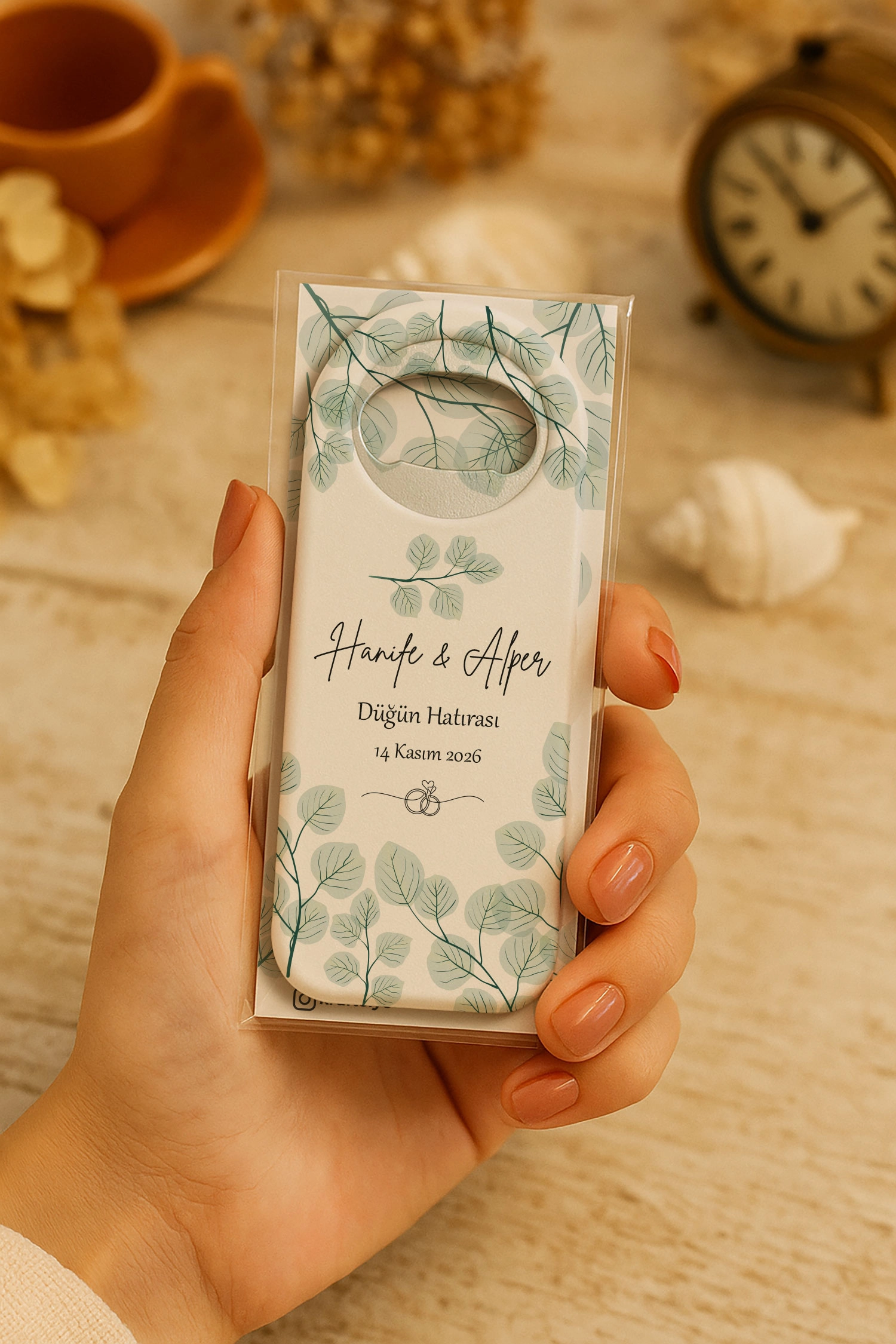 Söz Nişan Kına Nikah Düğün Hatırası Kartlı Uzun Açacak Magnet