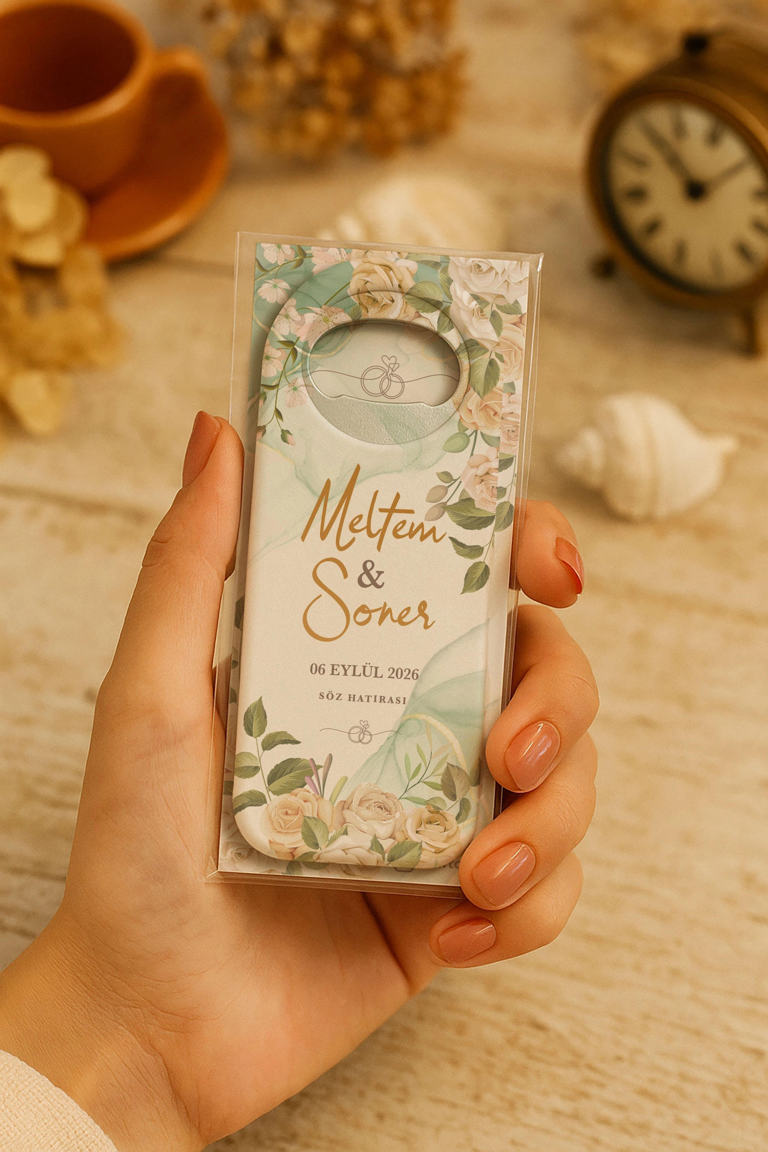 Söz Nişan Kına Nikah Düğün Hatırası Kartlı Uzun Açacak Magnet