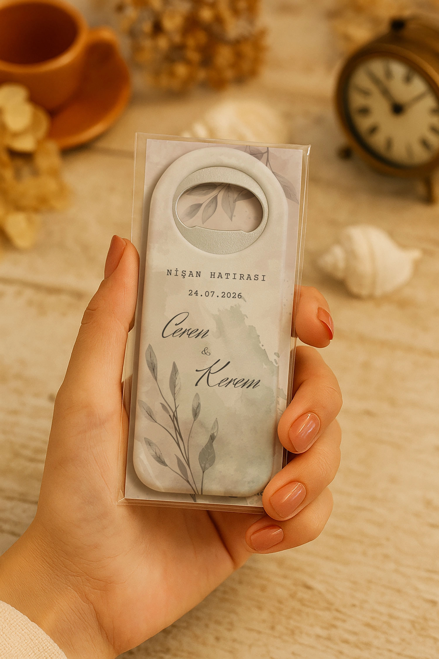 Söz Nişan Kına Nikah Düğün Hatırası Kartlı Uzun Açacak Magnet