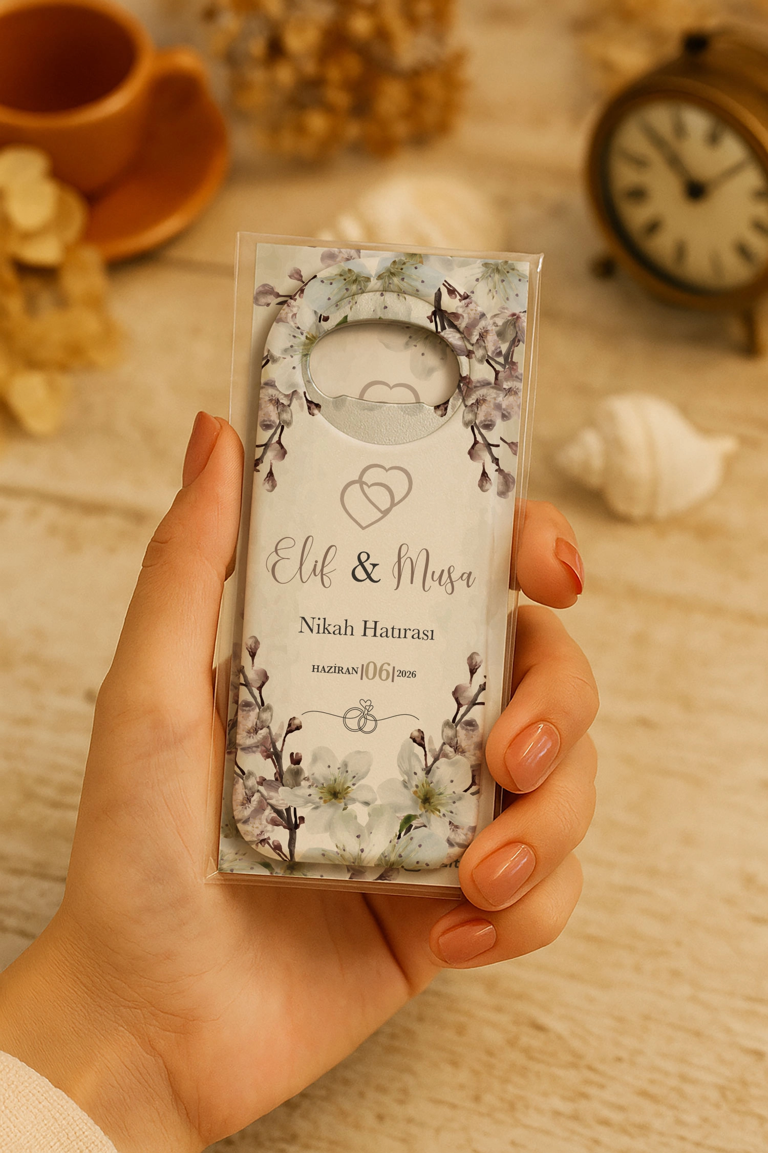 Söz Nişan Kına Nikah Düğün Hatırası Kartlı Uzun Açacak Magnet