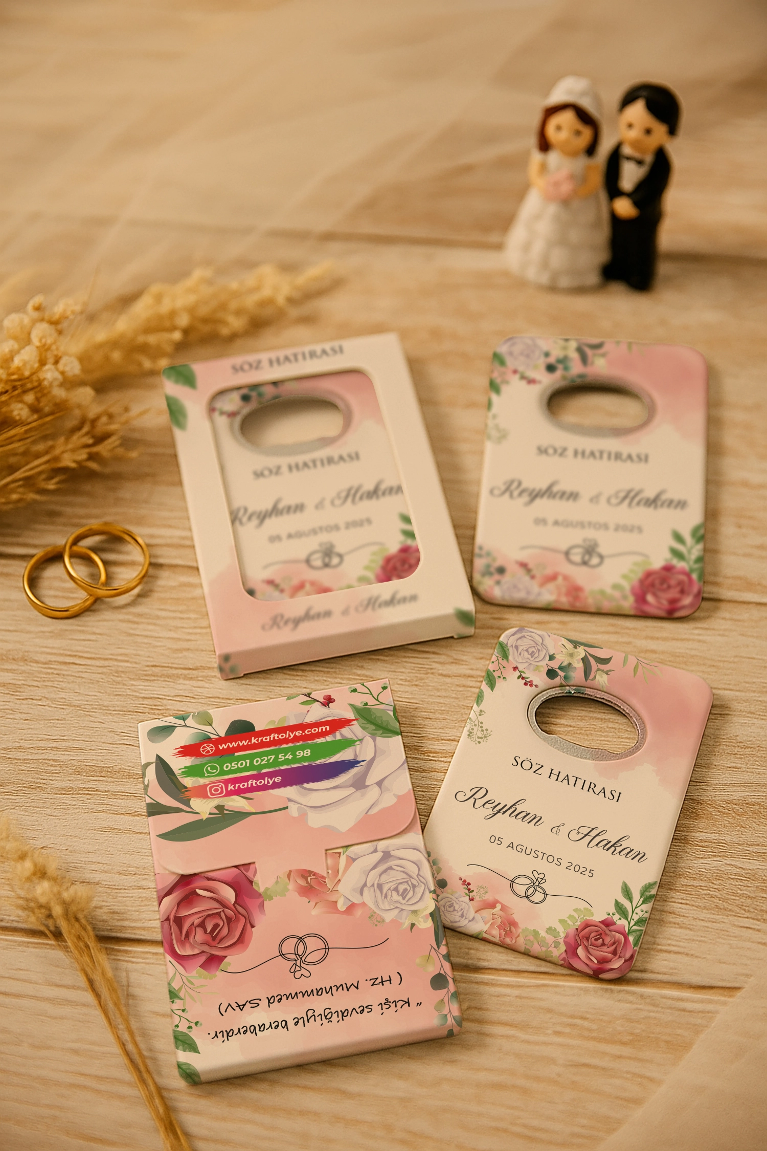 Nişan Nikah Düğün Hatırası Kutulu Açacak Magnet