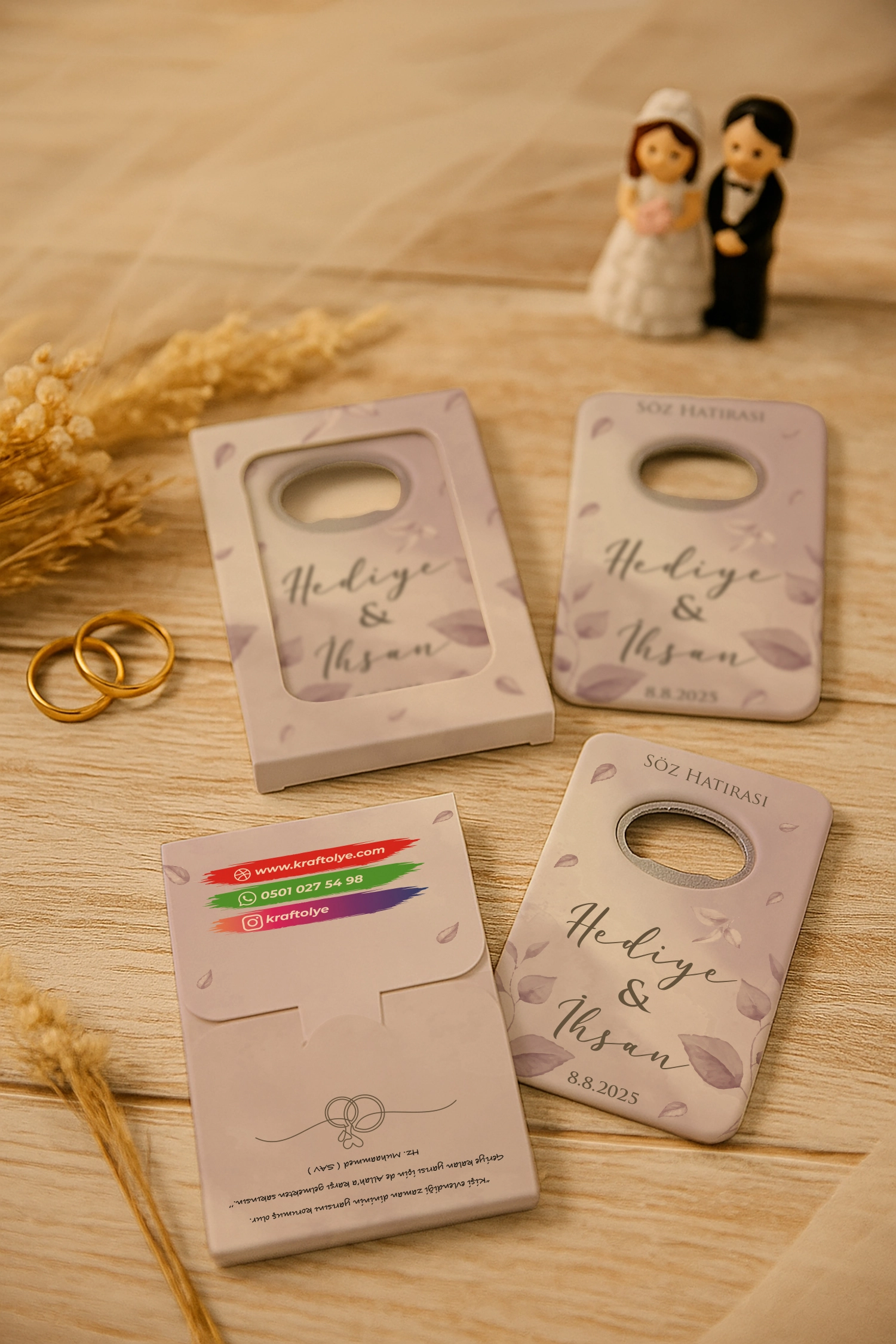 Nişan Nikah Düğün Hatırası Kutulu Açacak Magnet