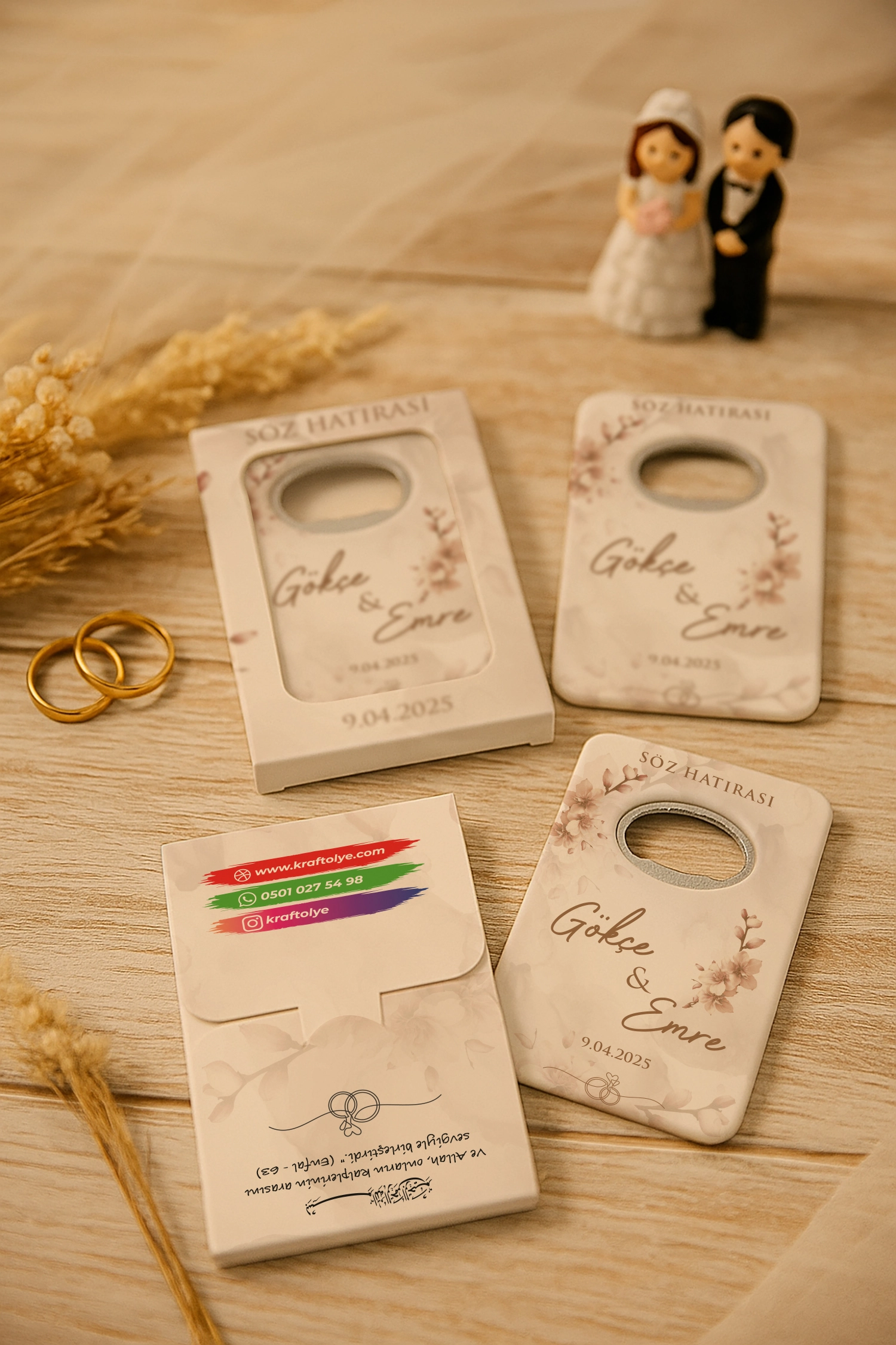 Nişan Nikah Düğün Hatırası Kutulu Açacak Magnet