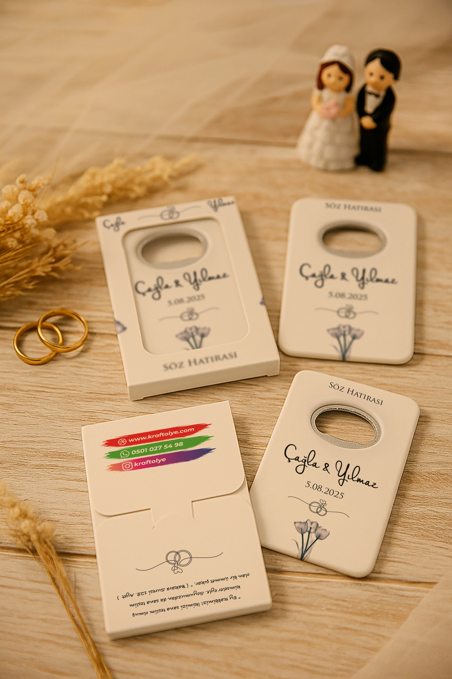 Nişan Nikah Düğün Hatırası Kutulu Açacak Magnet