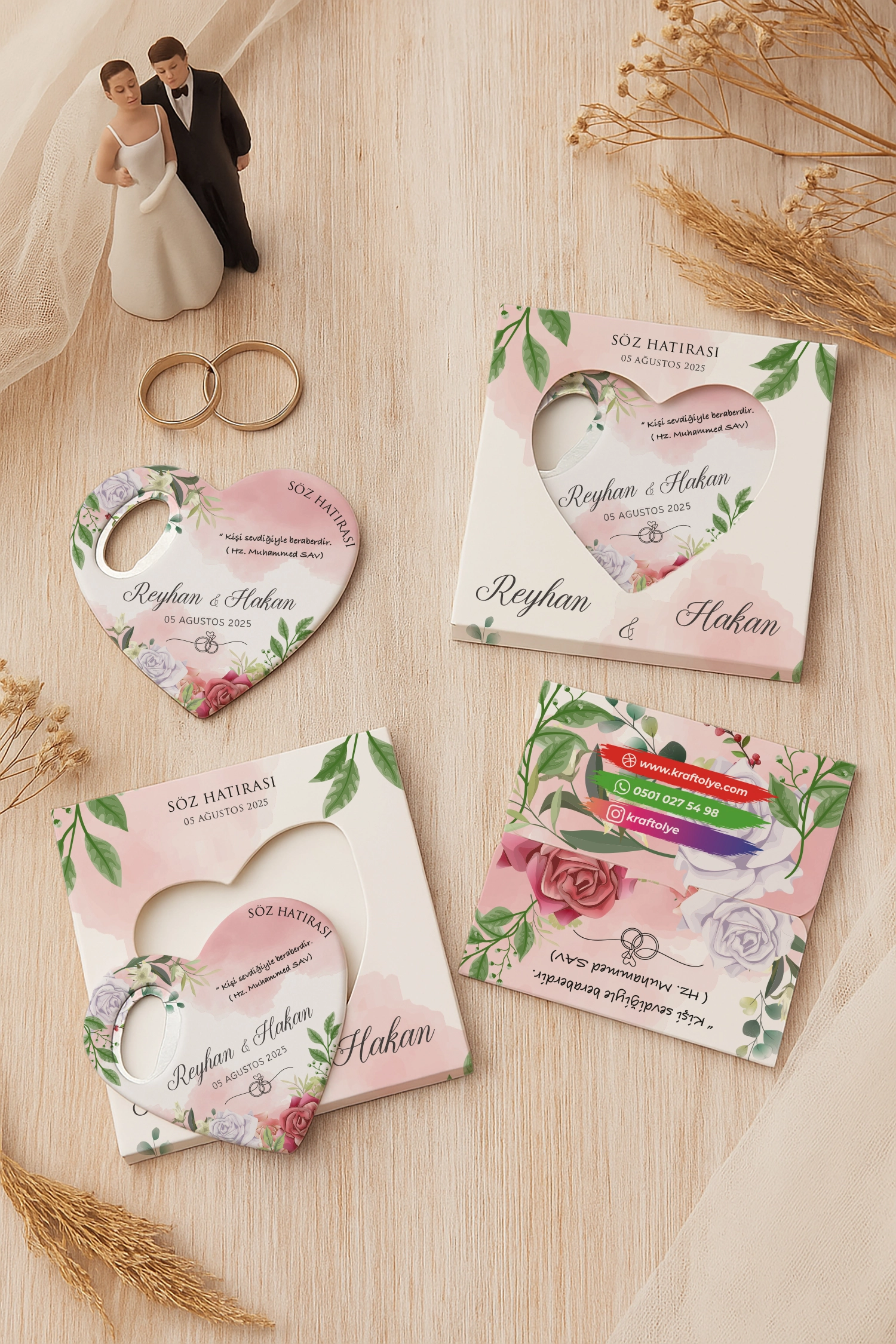 Nişan Nikah Düğün Hatırası Kutulu Açacak Magnet