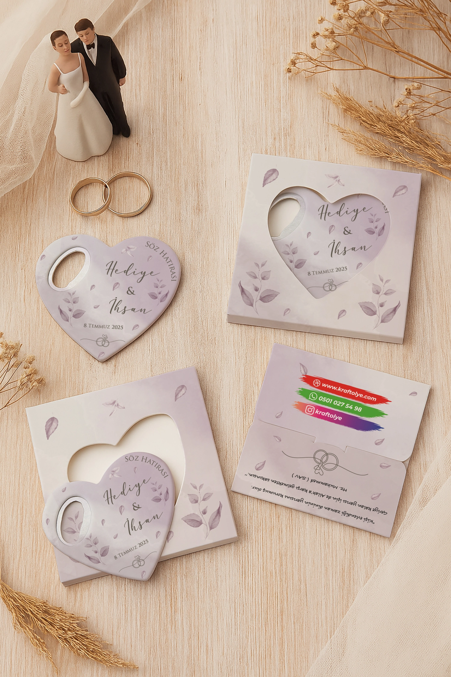Nişan Nikah Düğün Hatırası Kutulu Açacak Magnet