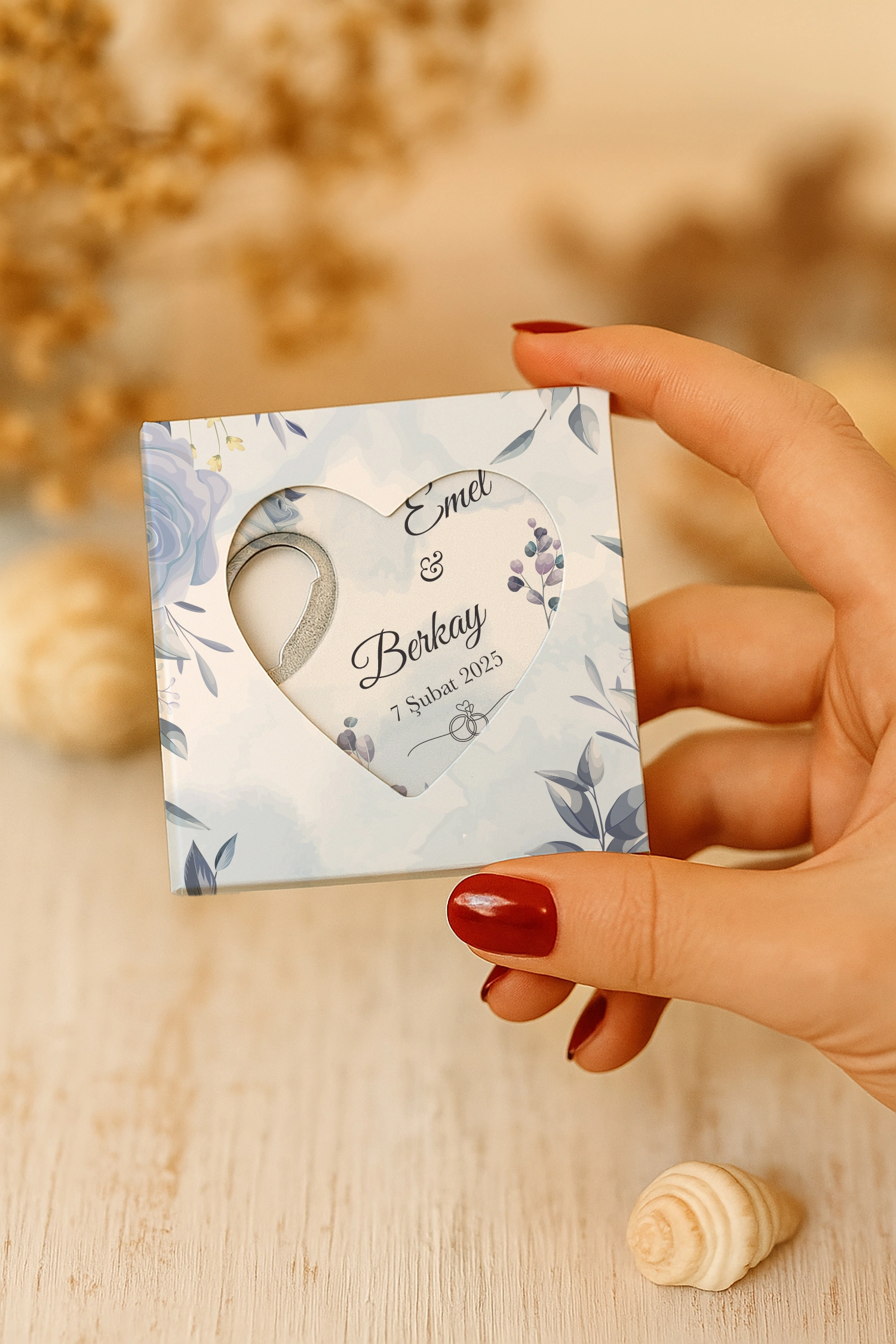 Nişan Nikah Düğün Hatırası Kutulu Açacak Magnet