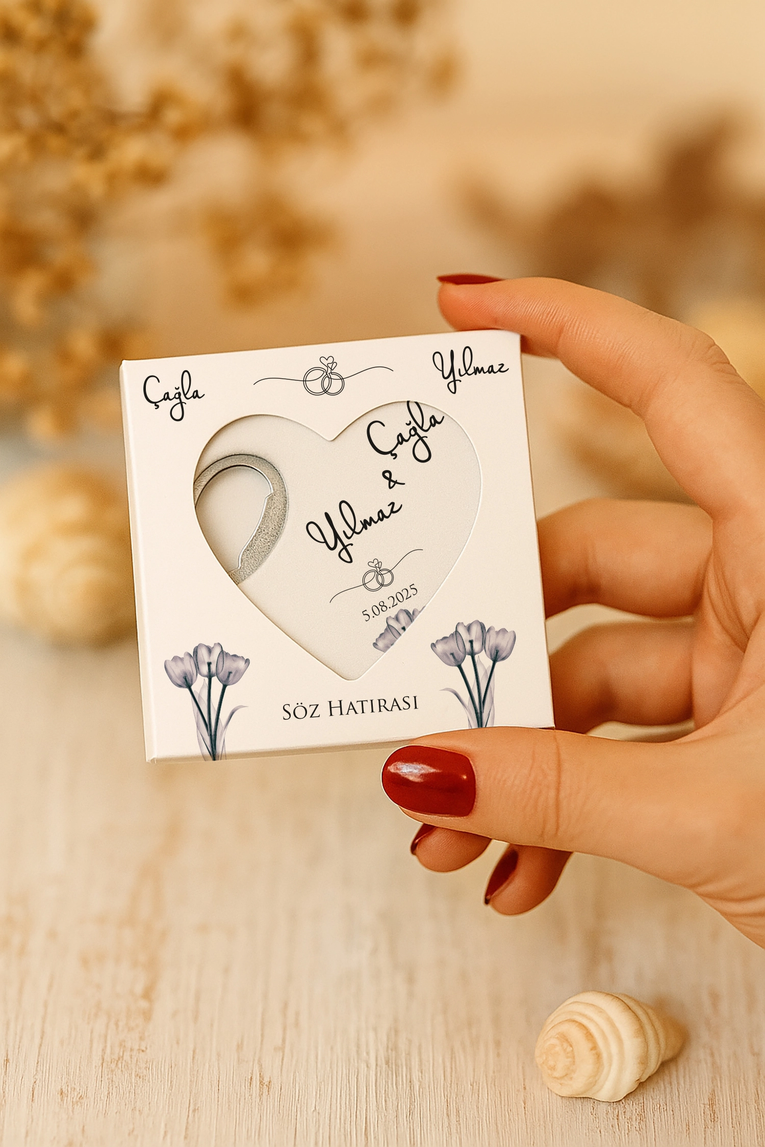 Nişan Nikah Düğün Hatırası Kutulu Açacak Magnet
