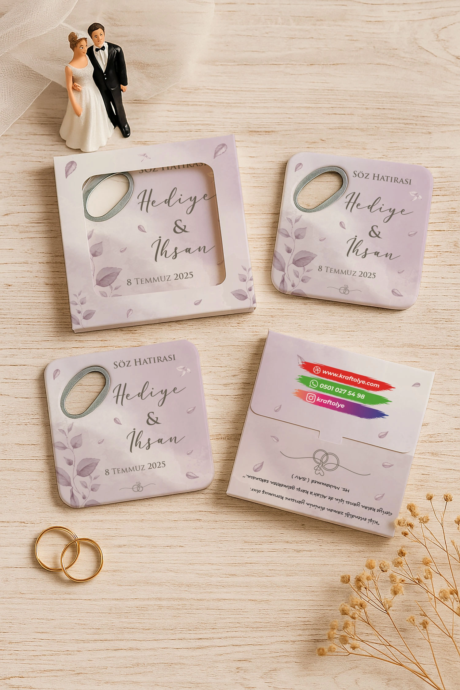 Nişan Nikah Düğün Hatırası Kutulu Açacak Magnet