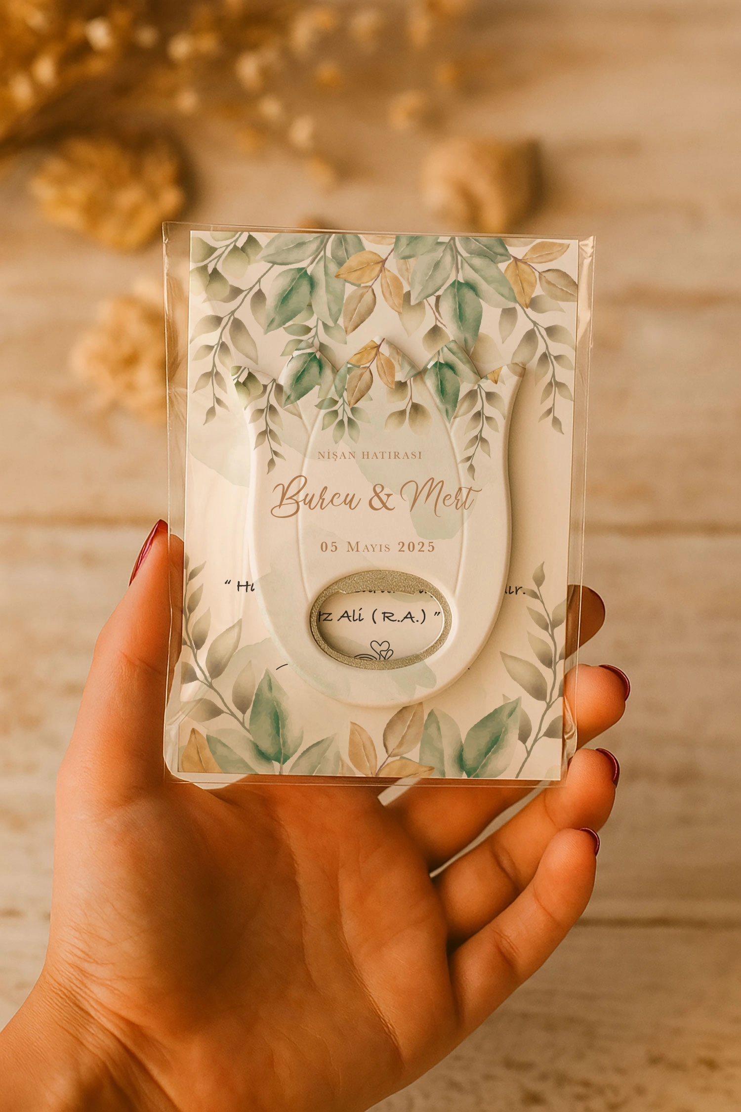 Nişan Nikah Düğün Hatırası Kartlı Açacak Magnet