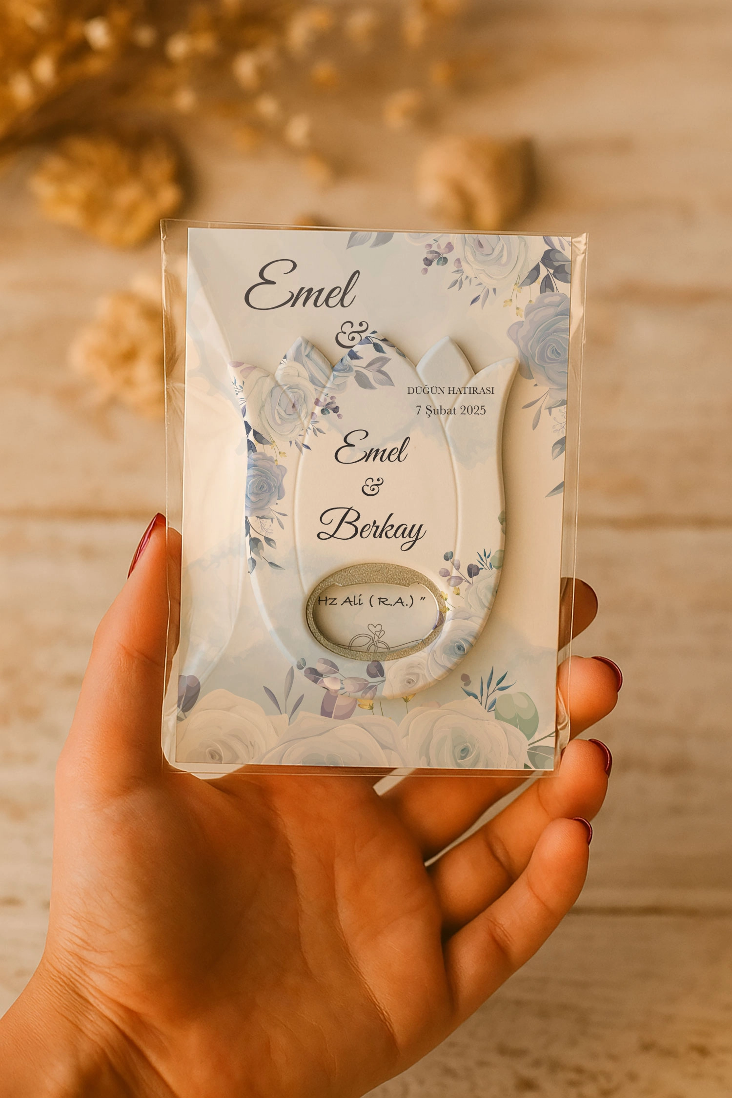 Nişan Nikah Düğün Hatırası Kartlı Açacak Magnet