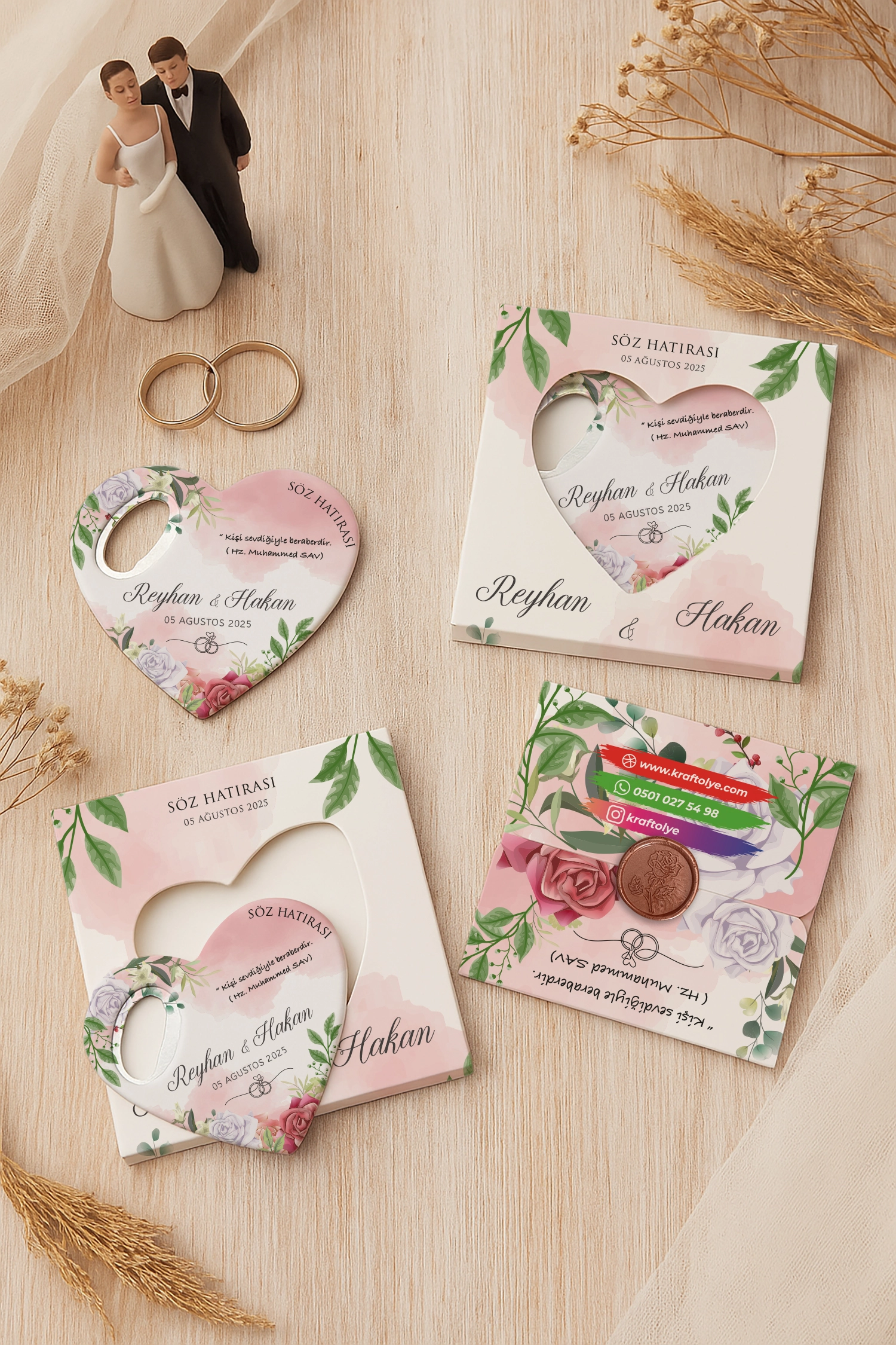 Nişan Nikah Düğün Hatırası Mühürlü Kalp Açacak Magnet