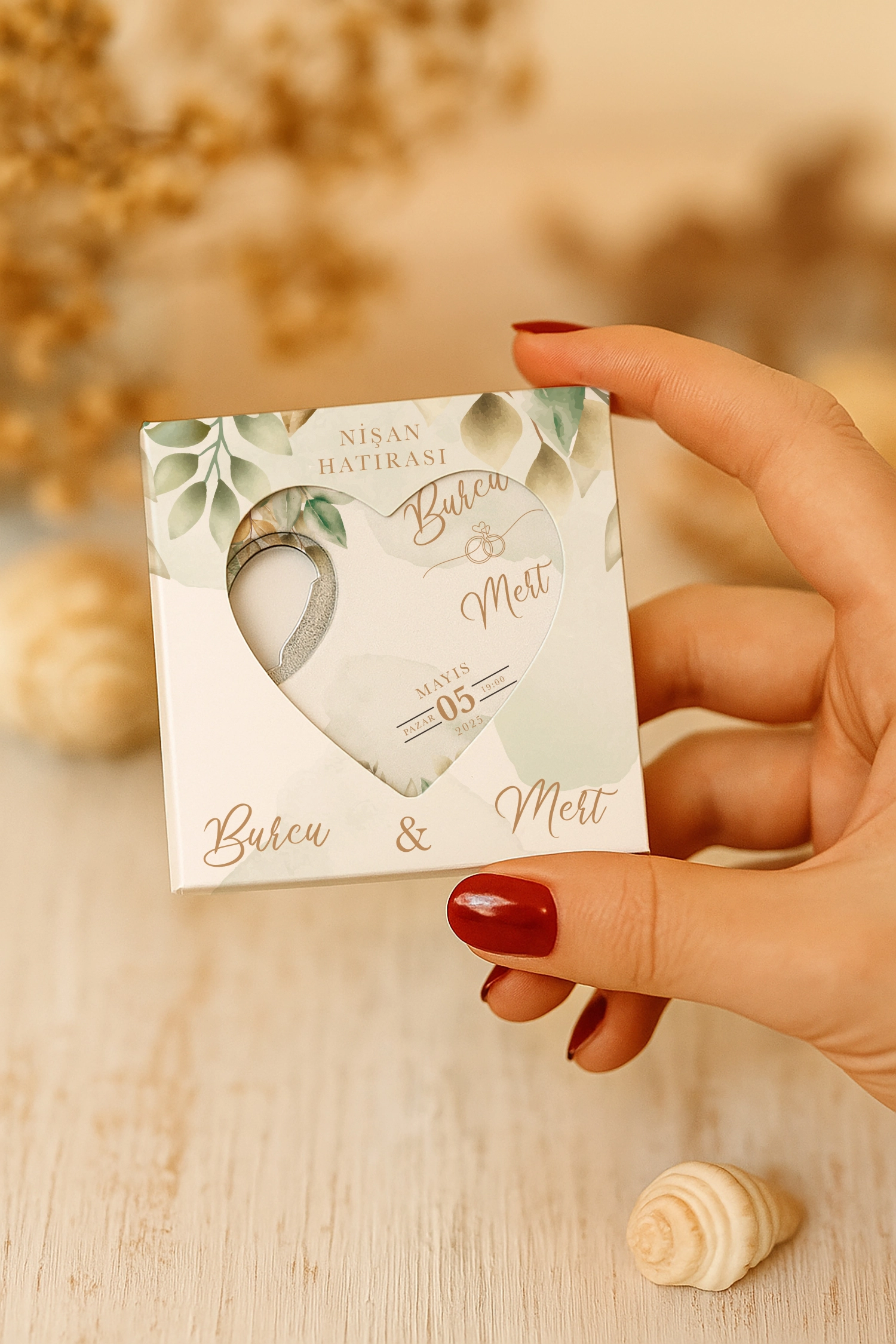 Nişan Nikah Düğün Hatırası Mühürlü Kalp Açacak Magnet