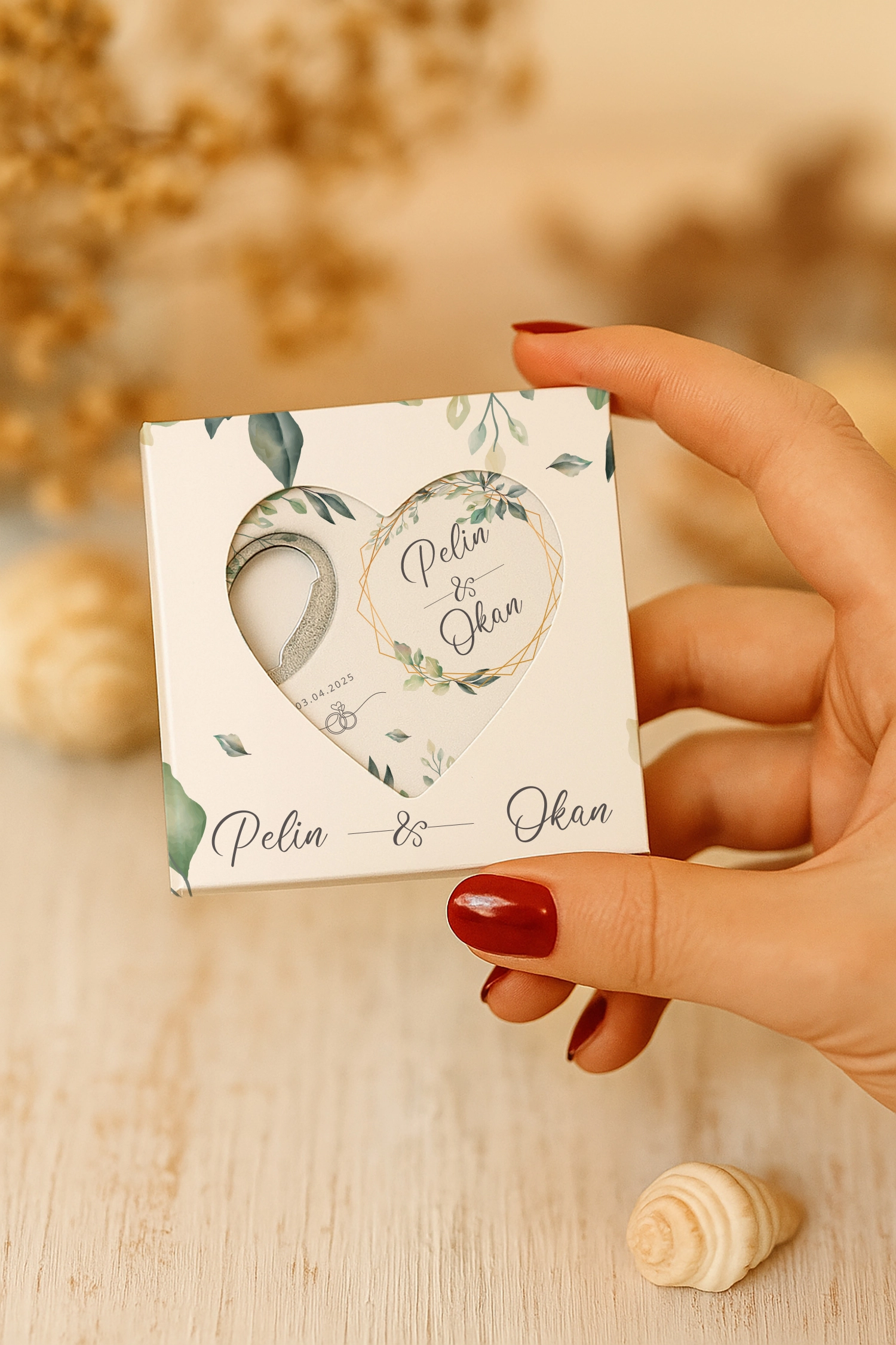 Nişan Nikah Düğün Hatırası Mühürlü Kalp Açacak Magnet