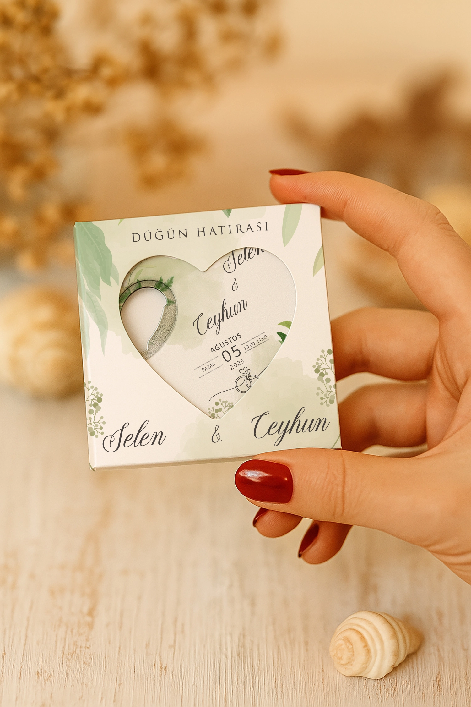 Nişan Nikah Düğün Hatırası Mühürlü Kalp Açacak Magnet