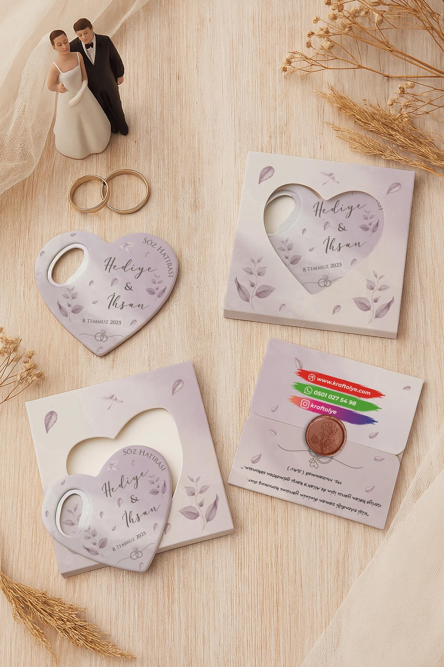 Nişan Nikah Düğün Hatırası Mühürlü Kalp Açacak Magnet