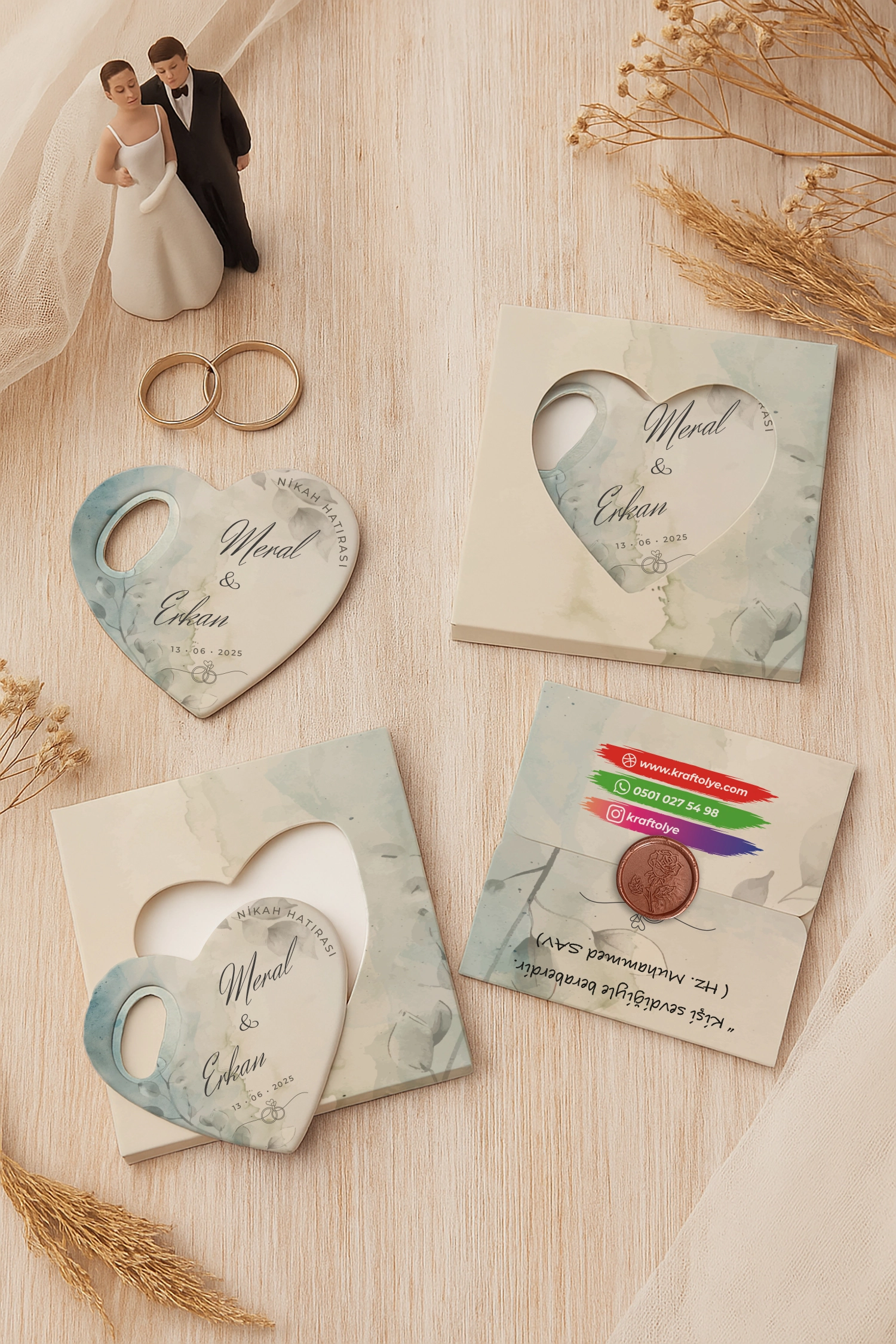 Nişan Nikah Düğün Hatırası Mühürlü Kalp Açacak Magnet