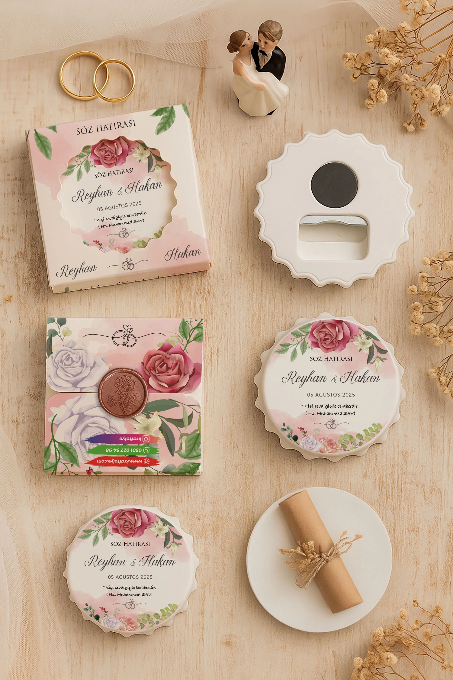 Söz Nişan Kına Nikah Düğün Hatırası Mühürlü Kapak Açacak Magnet