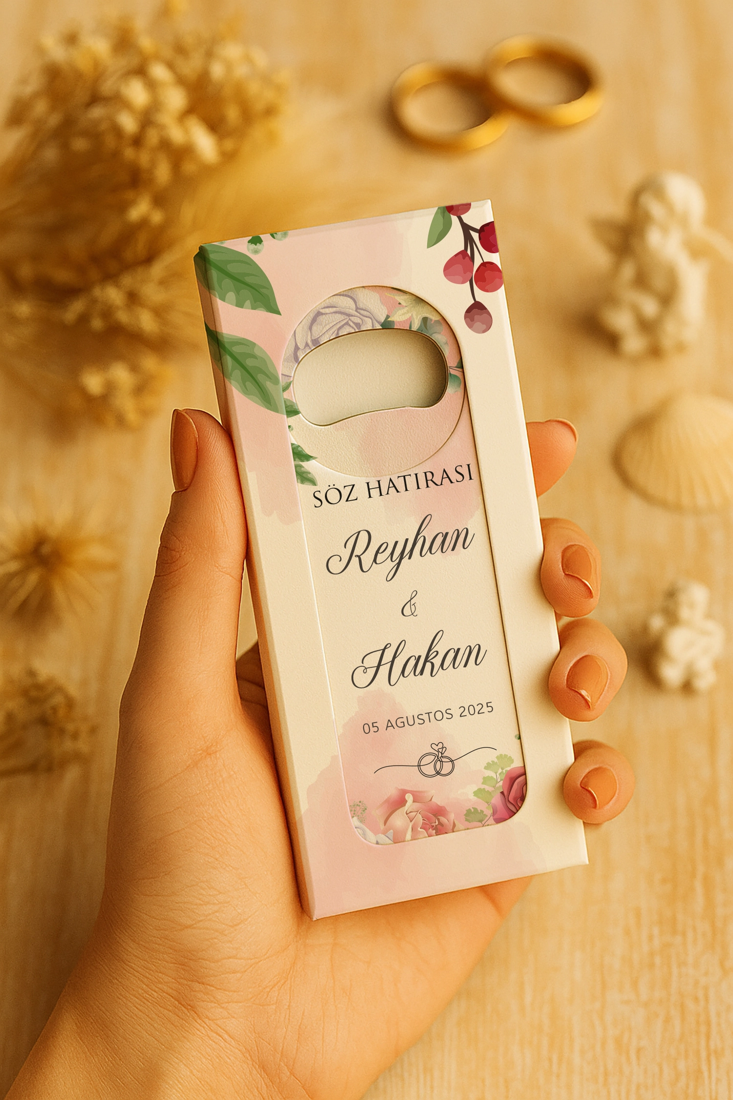 Söz Nişan Kına Nikah Düğün Hatırası Mühürlü Uzun Açacak Magnet