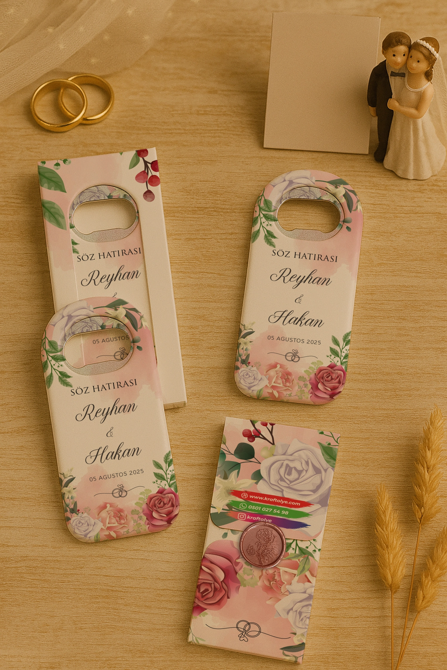 Söz Nişan Kına Nikah Düğün Hatırası Mühürlü Uzun Açacak Magnet