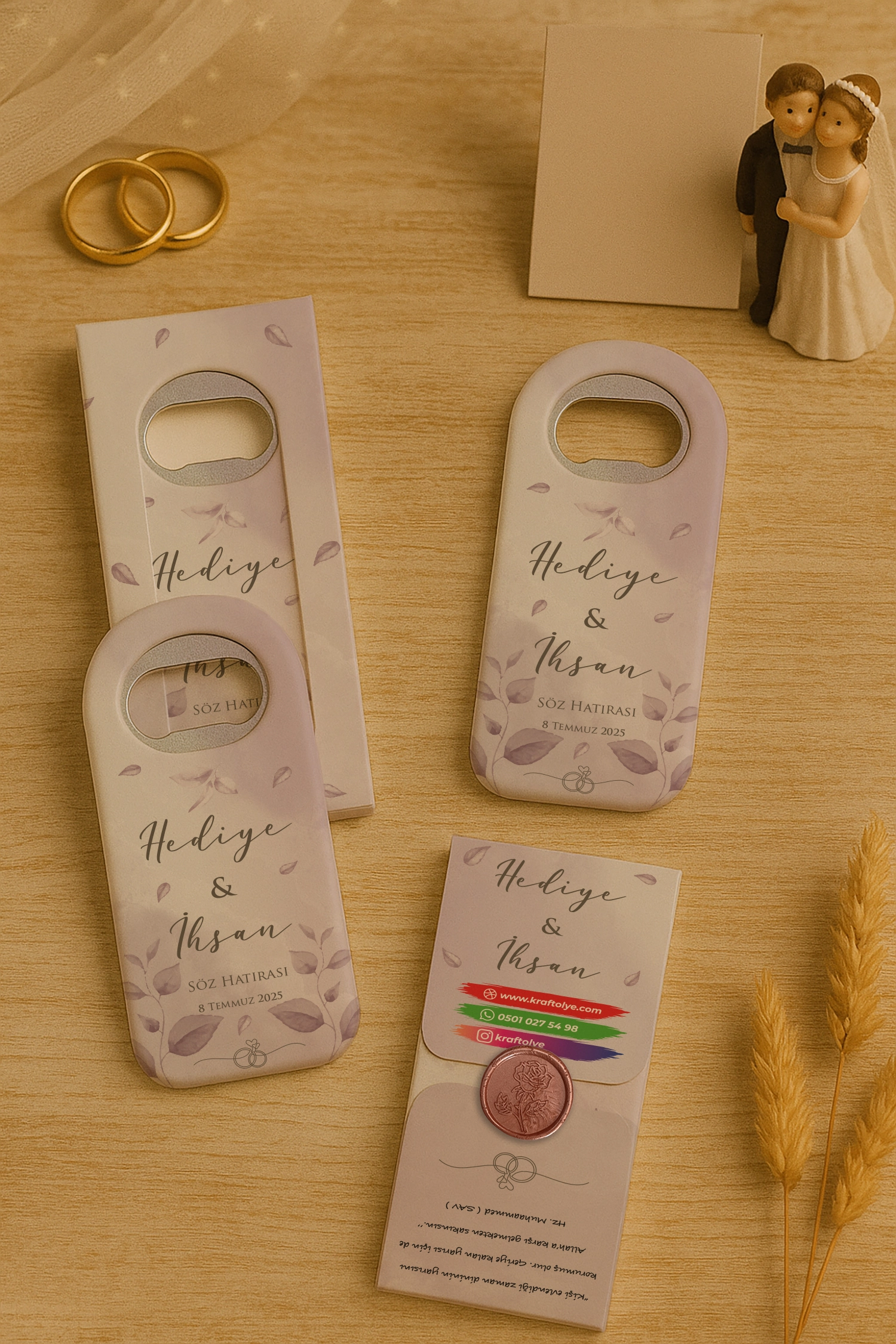 Söz Nişan Kına Nikah Düğün Hatırası Mühürlü Uzun Açacak Magnet